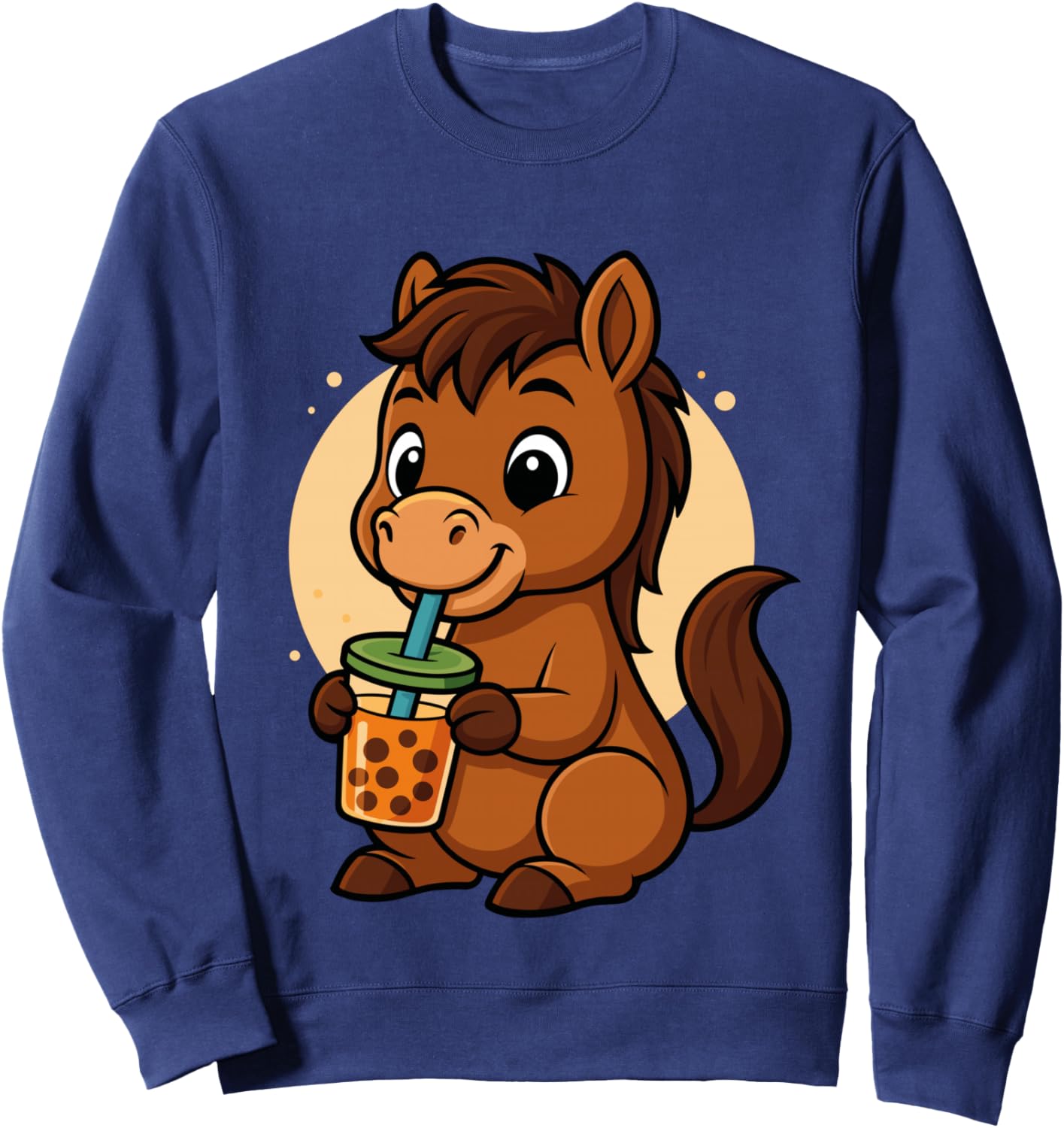 Thé à Bulles Mignon en Forme de Cheval Kawaii Anime pour Enfants Manche Longue Sweatshirt - Sweatshirt | Navy