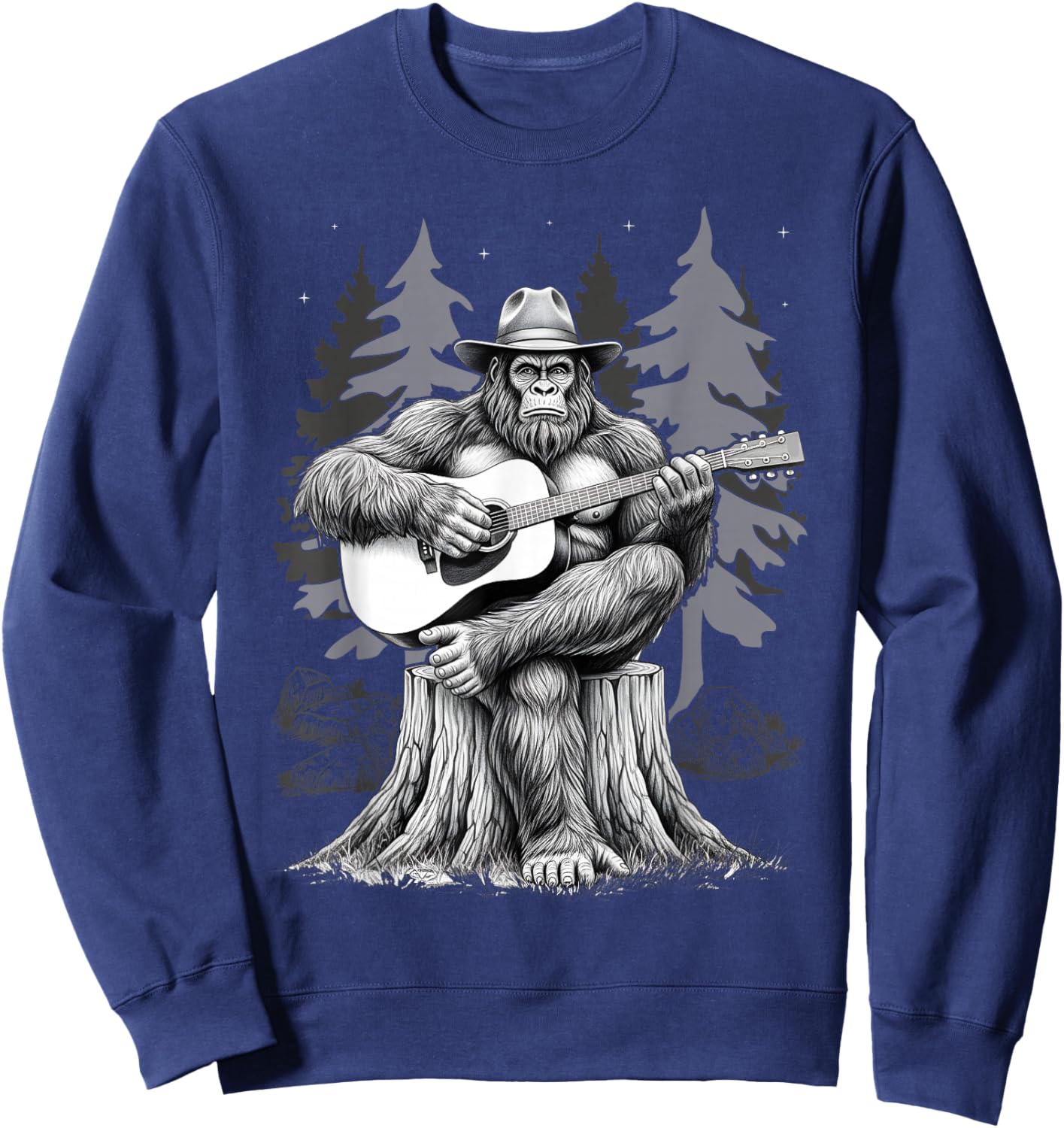 Bigfoot Playing Electric Guitar Sasquatch Rock On Big Foot Sweatshirt - Sweatshirt | Navy