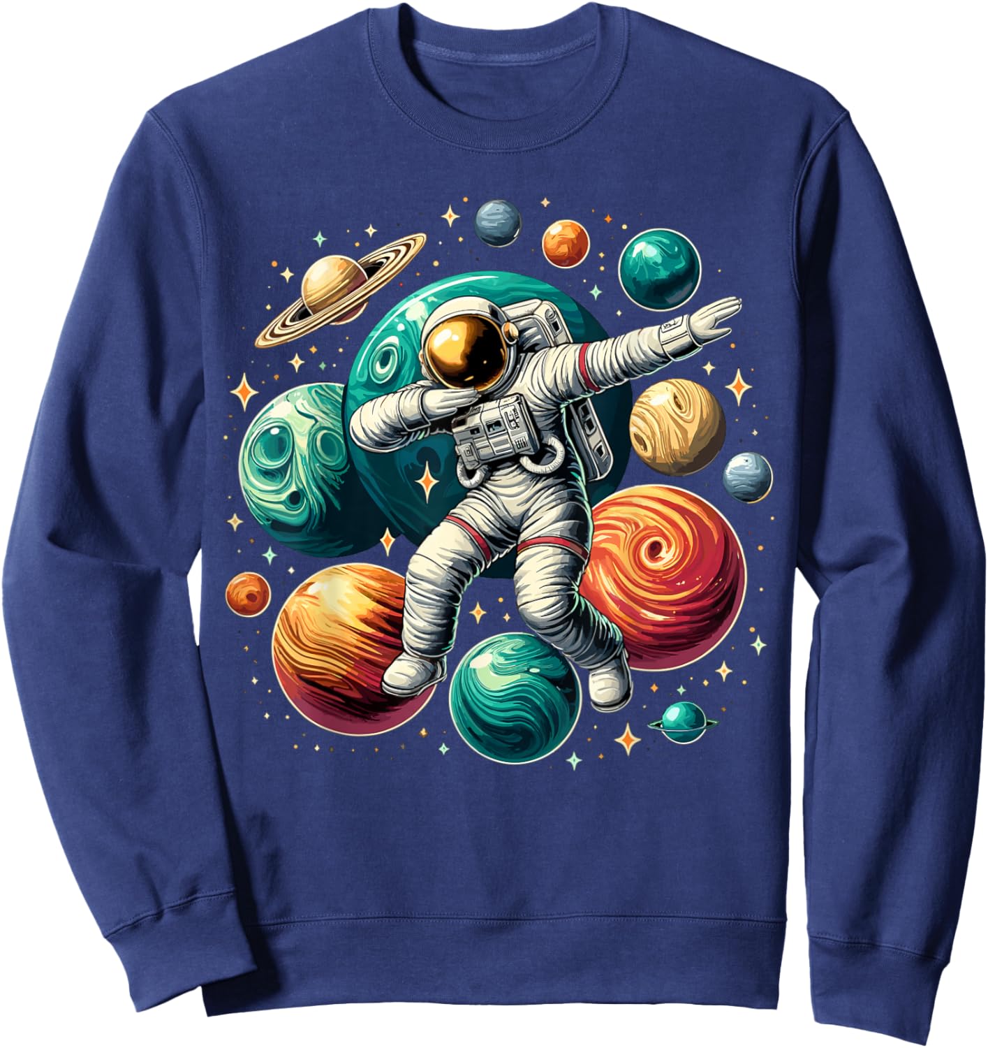 Astronaut Dabbing Planets Astronaut Science Space Sweatshirt - Sweatshirt | Navy