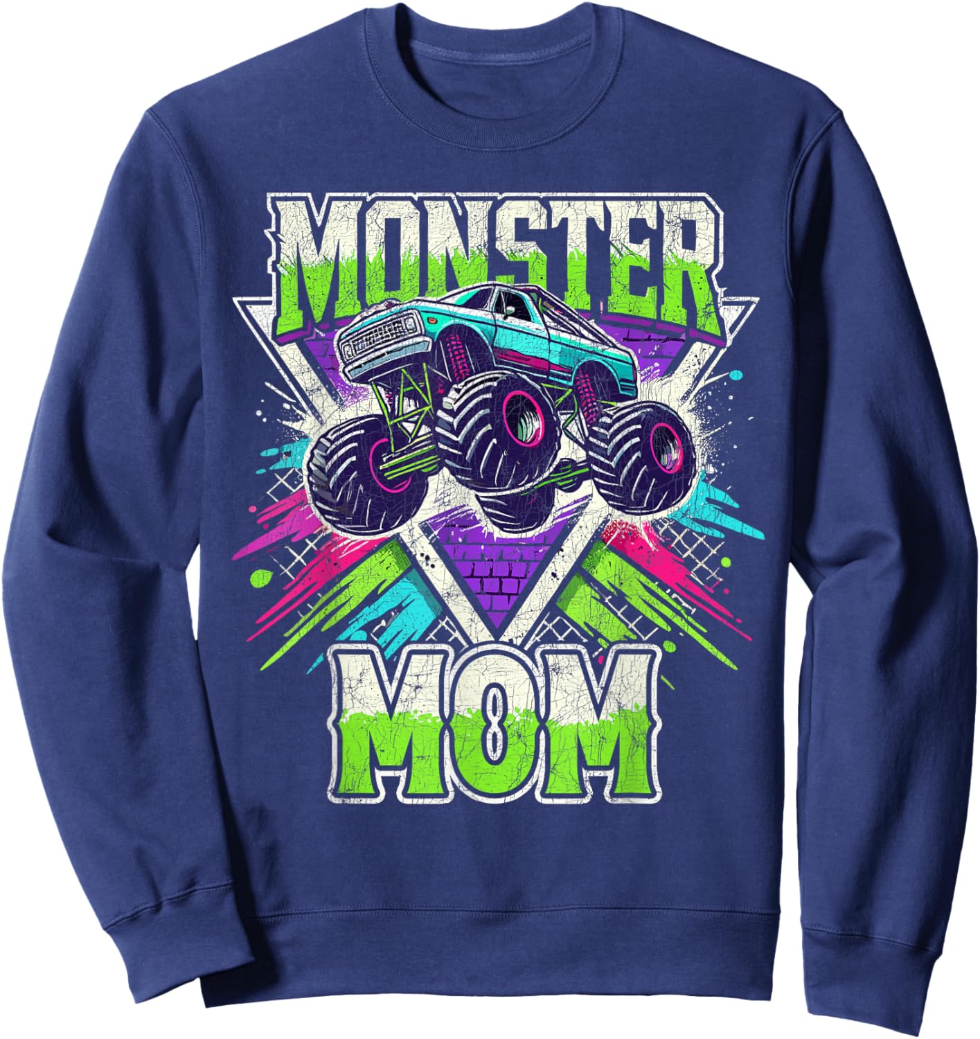 Matching Monster Truck Costume, Jam Birthday Monster Mom Sweatshirt - Sweatshirt | Navy