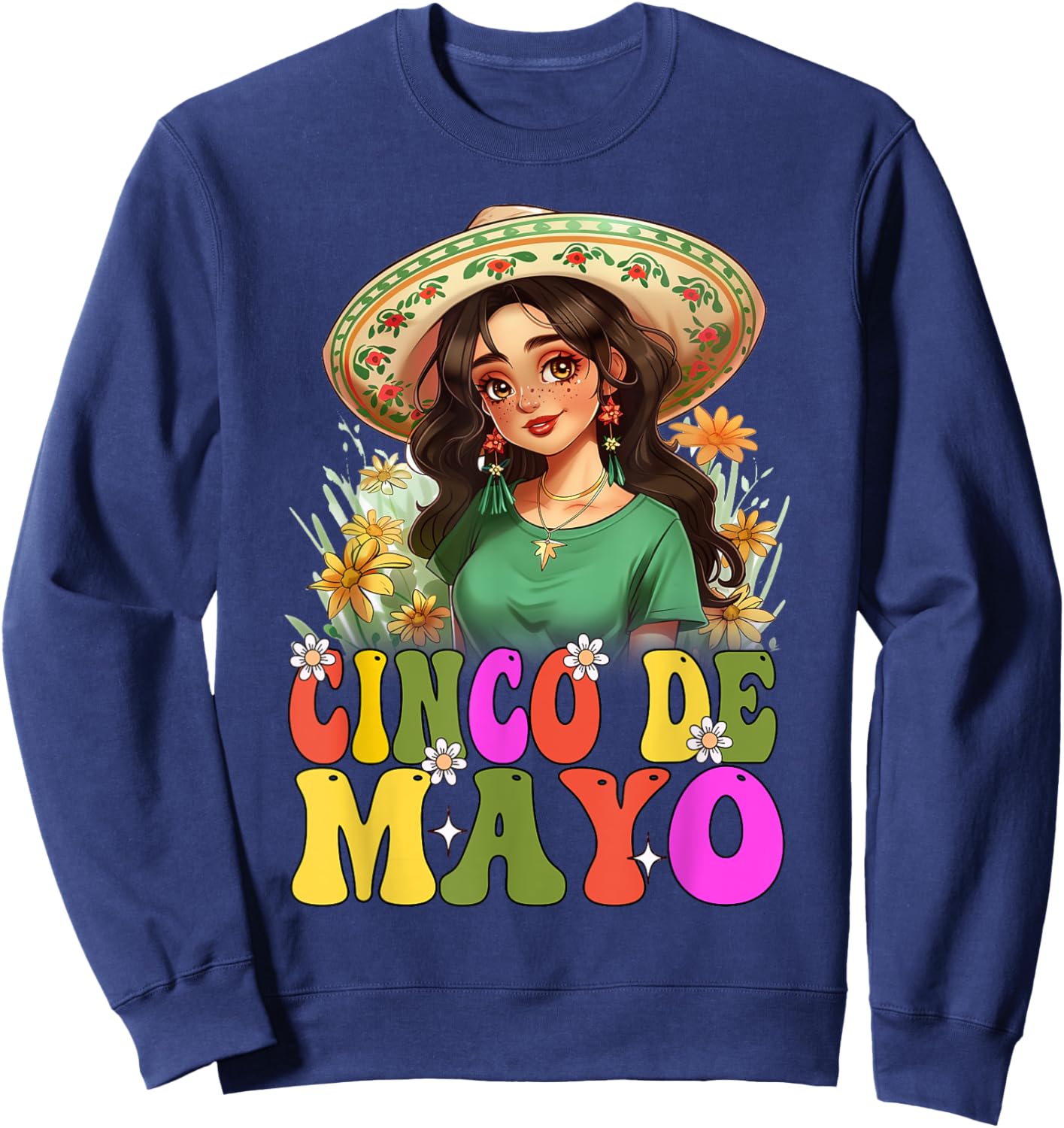 Otaku Girl Cinco De Mayo Mexican Fiesta 5 De Mayo Anime Girl Sweatshirt - Sweatshirt | Navy