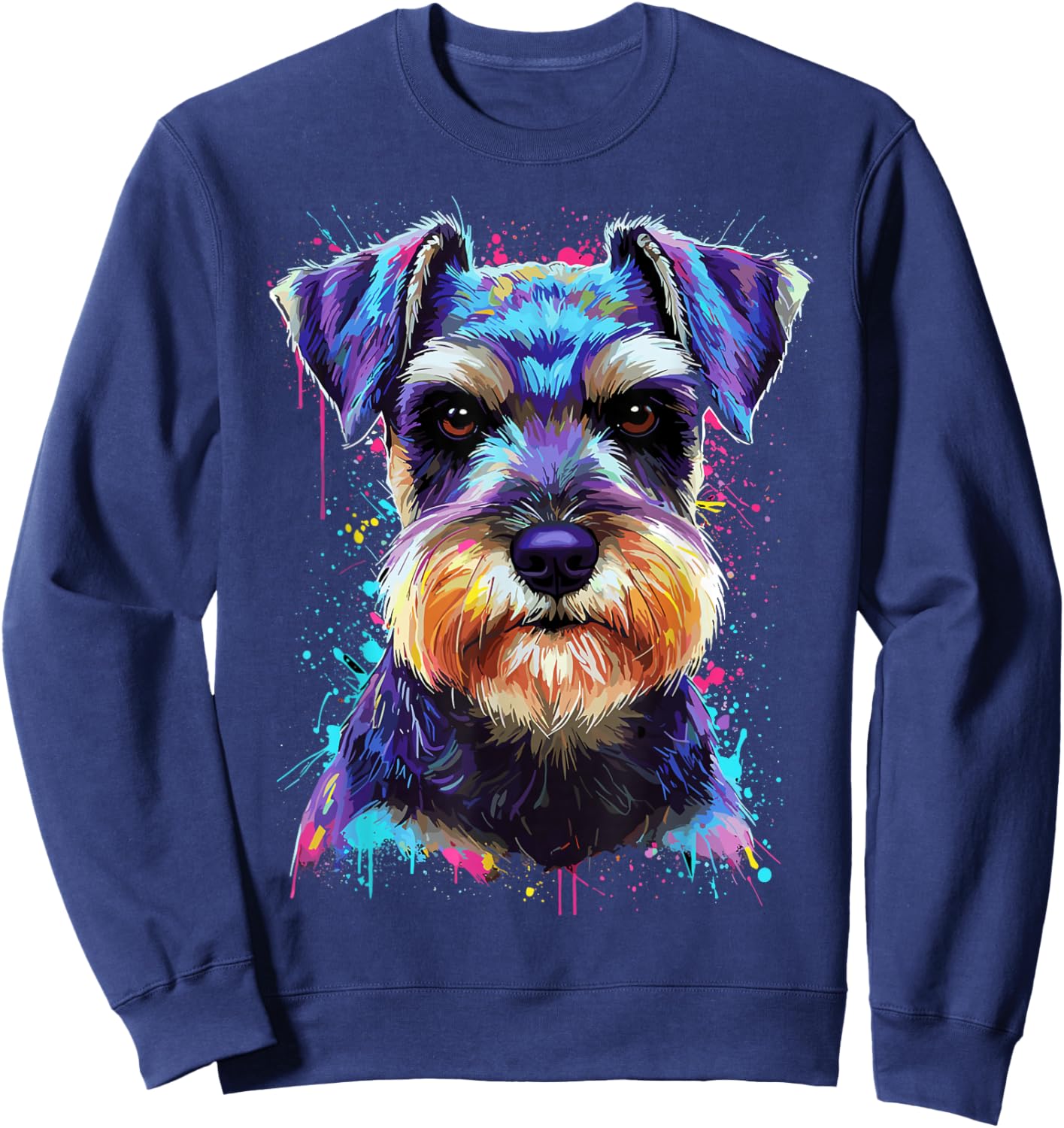 Schnauzer Splash Art Schnauzer Dog Lover Sweatshirt - Sweatshirt | Navy