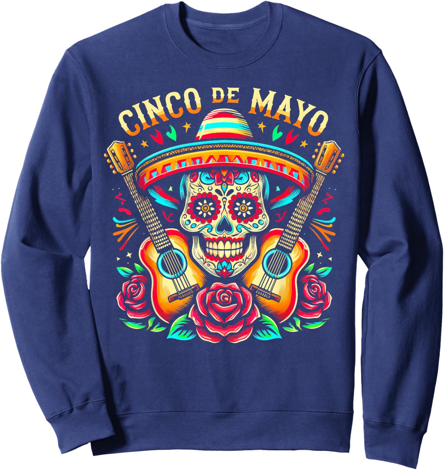 Mexican Skull Fiesta 5 De Mayo Cinco De Mayo Mem Women Kids Sweatshirt - Sweatshirt | Navy