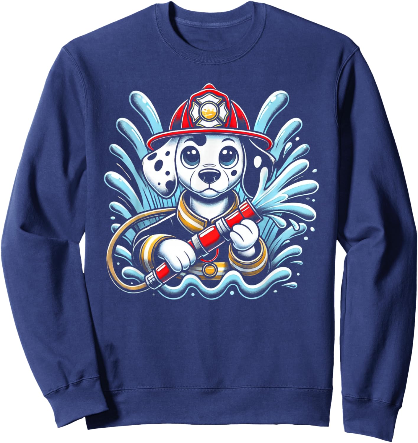 Cute Cartoon Dalmatian Dog Firefighter Fireman For Children Sweatshirt - Sweatshirt | Navy