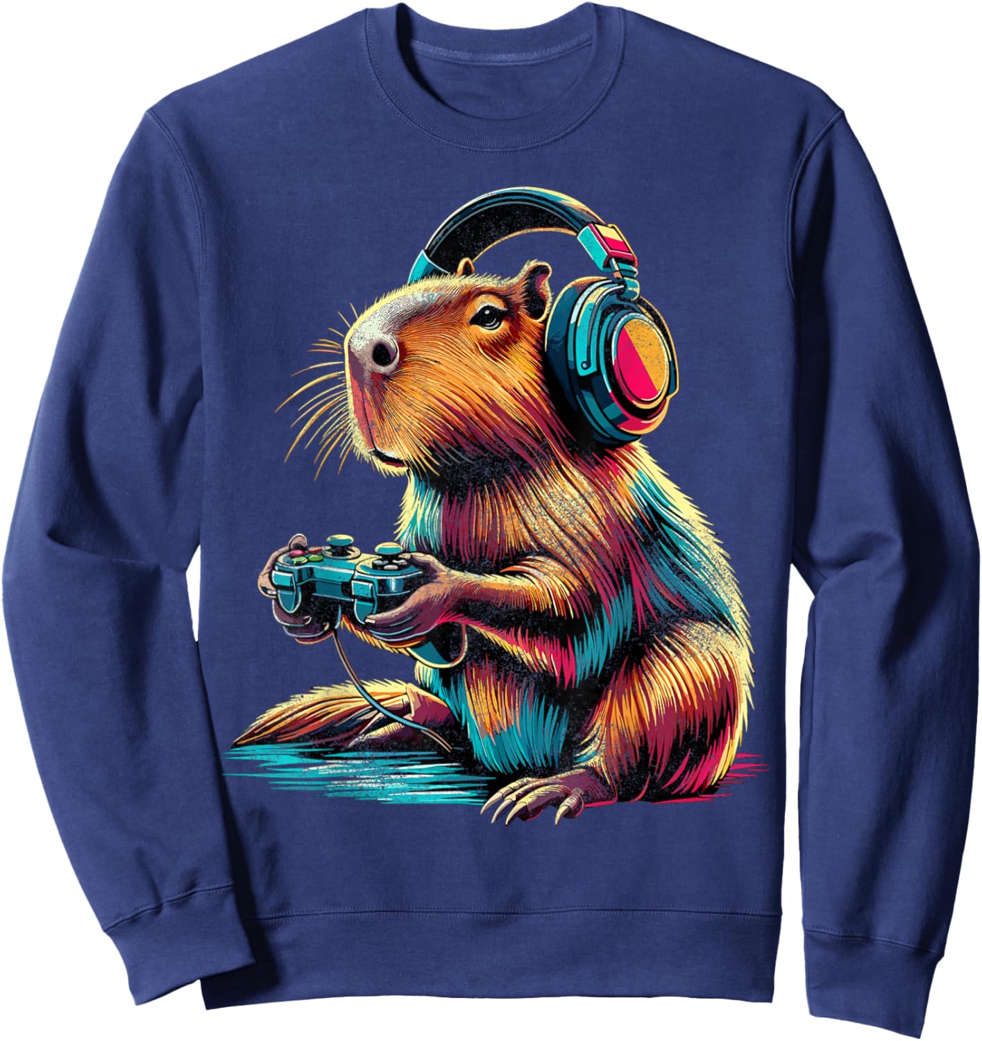 Capybara Funny Video Games Capybara Sweatshirt - Sweatshirt | Navy