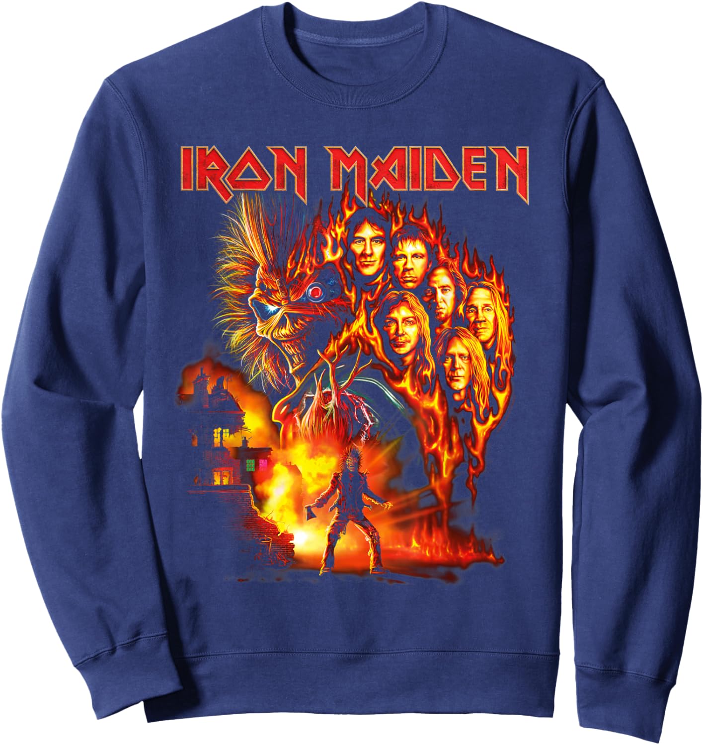 Iron Maiden Burning Ambition Amazon Exclusive Sweatshirt - Sweatshirt | Navy