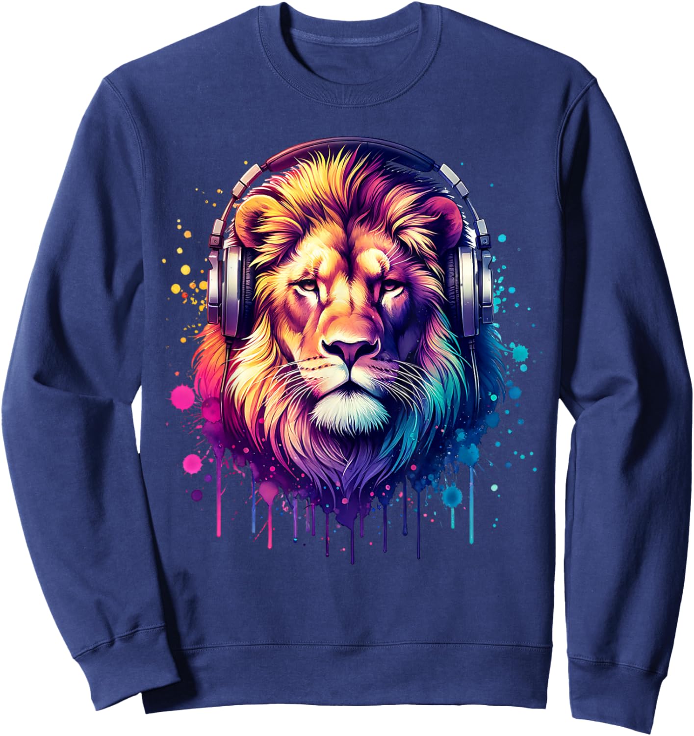 Lion With Headphones Sweatshirt - Sweatshirt | Navy