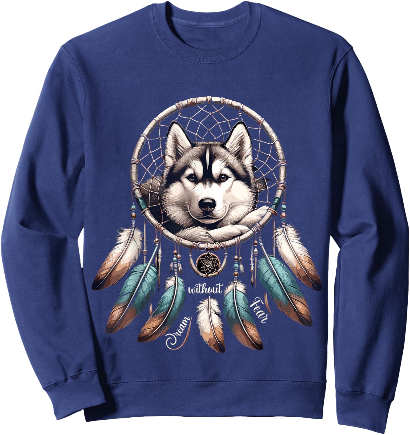 Dream Without Fear Wolf Dreamcatcher Sweatshirt - Sweatshirt | Navy