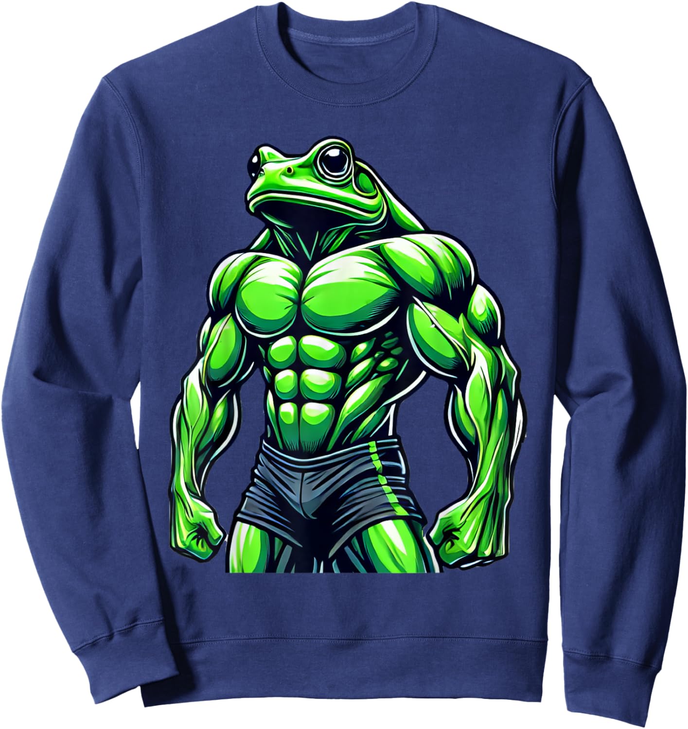 Muscular Frog Powerlifting Weightlifting Gym Workout Sweatshirt - Sweatshirt | Navy