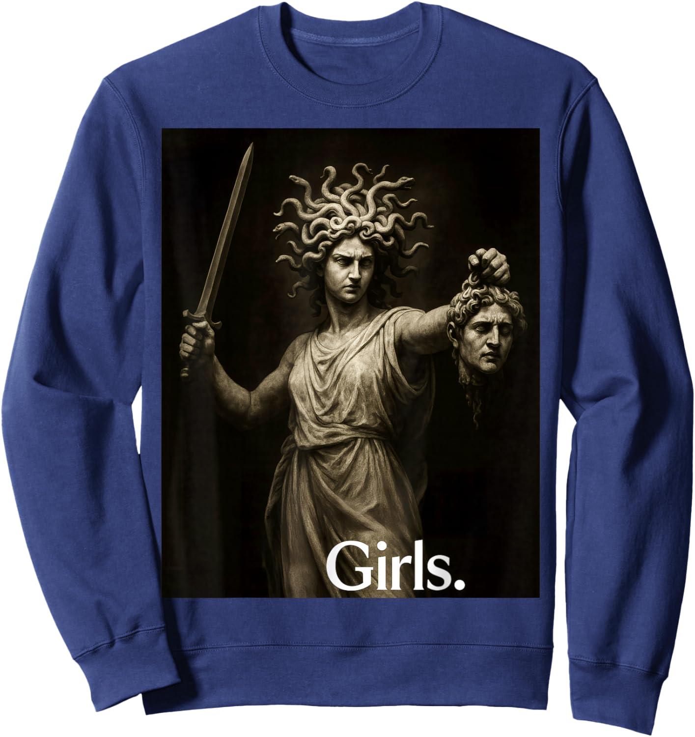 Girls Medusa Feminist Greek Mythology Art Sweatshirt - Sweatshirt | Navy