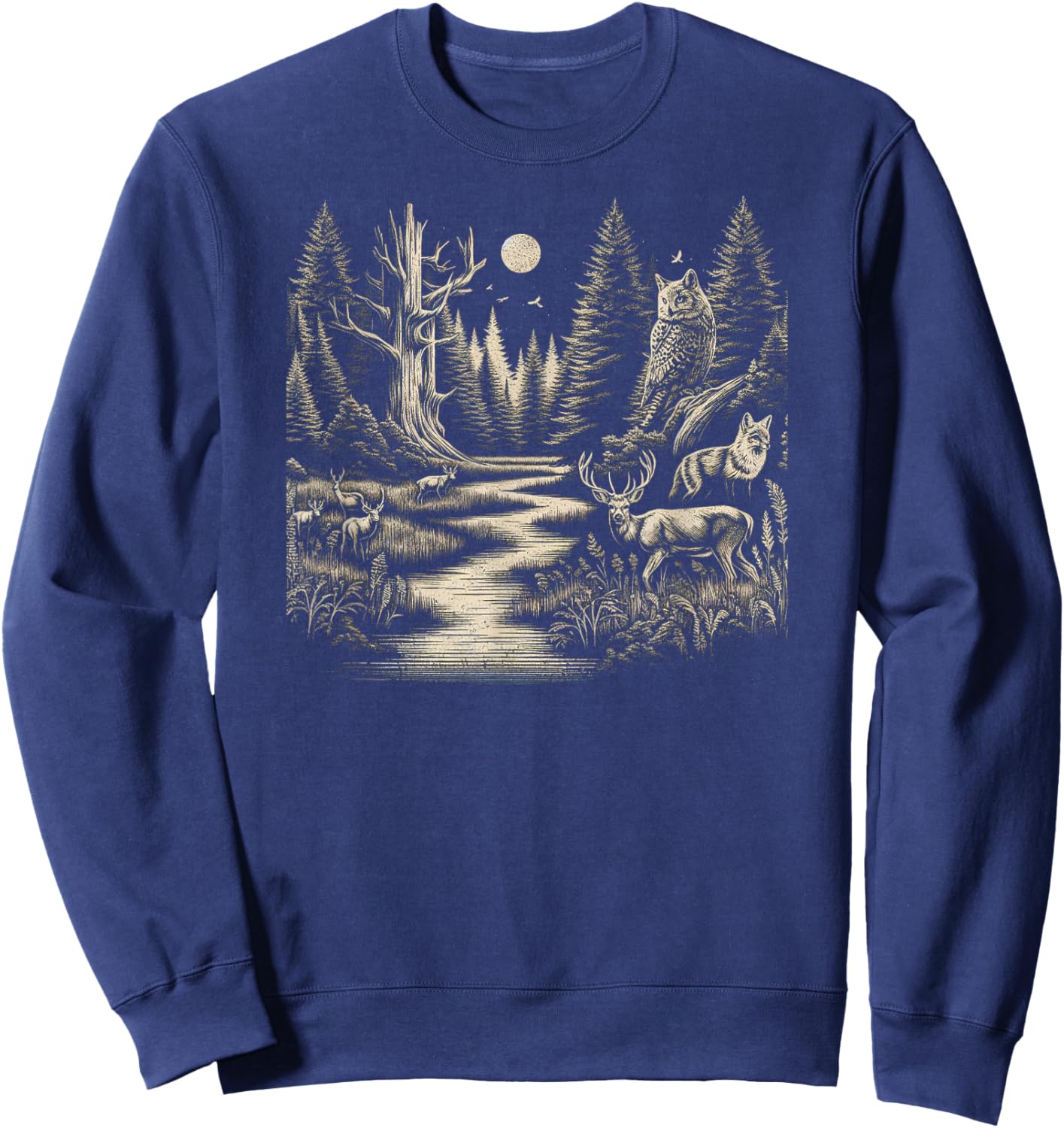 Forest Wildlife Scenic Art Sweatshirt - Sweatshirt | Navy