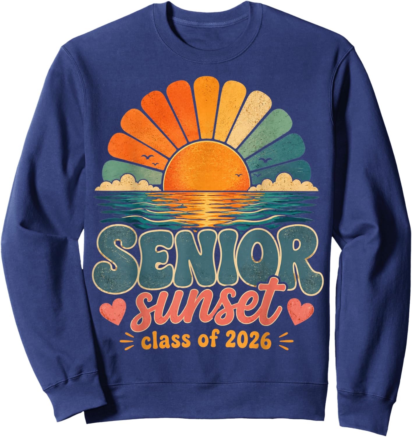 Senior Sunset Class of 2026 Retro Graduation Sweatshirt - Sweatshirt | Navy
