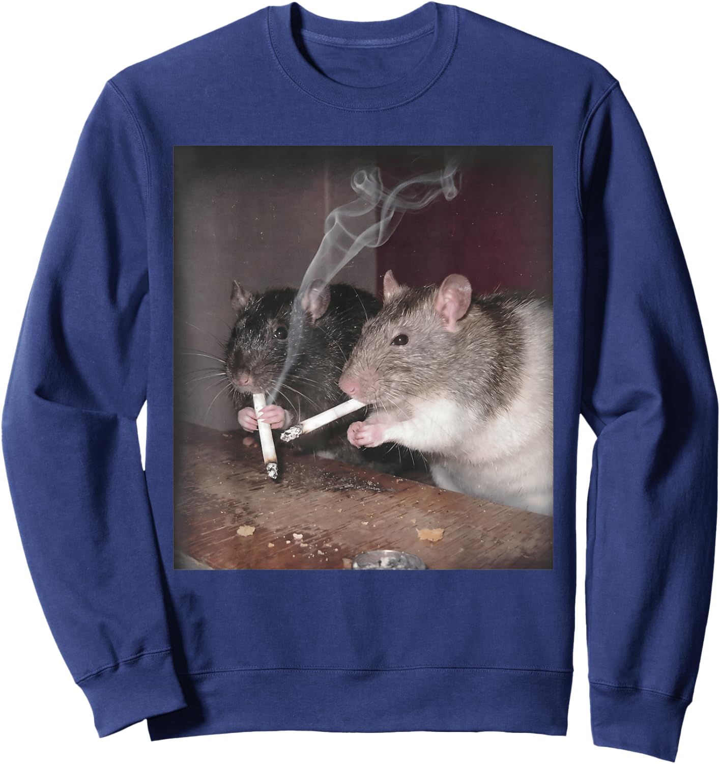 Rat Smoking Cigarette Funny Urban Grunge Rats Lover Design Sweatshirt - Sweatshirt | Navy
