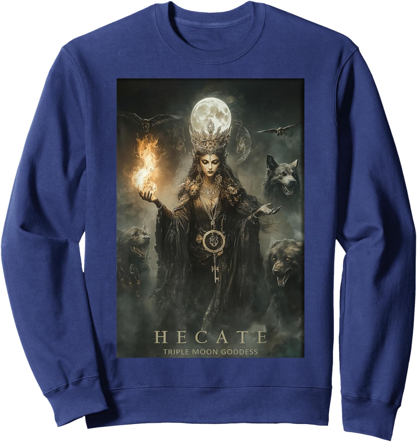 Hecate Goddess Pagan Witchy | Griechische Mythologie Dreifache Göttin Sweatshirt - Sweatshirt | Navy