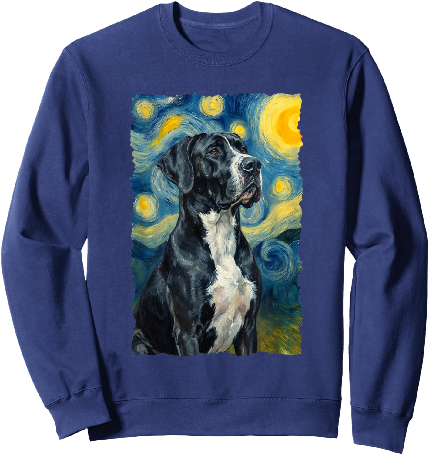 Mantle Great Dane Van Gogh Dog Lover Sweatshirt - Sweatshirt | Navy