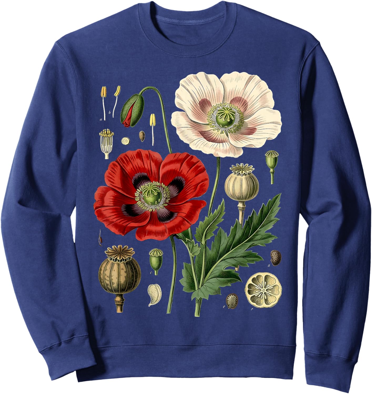 Red Poppy Flower Men Women Memorial Day Vintage Poppy Sweatshirt - Sweatshirt | Navy