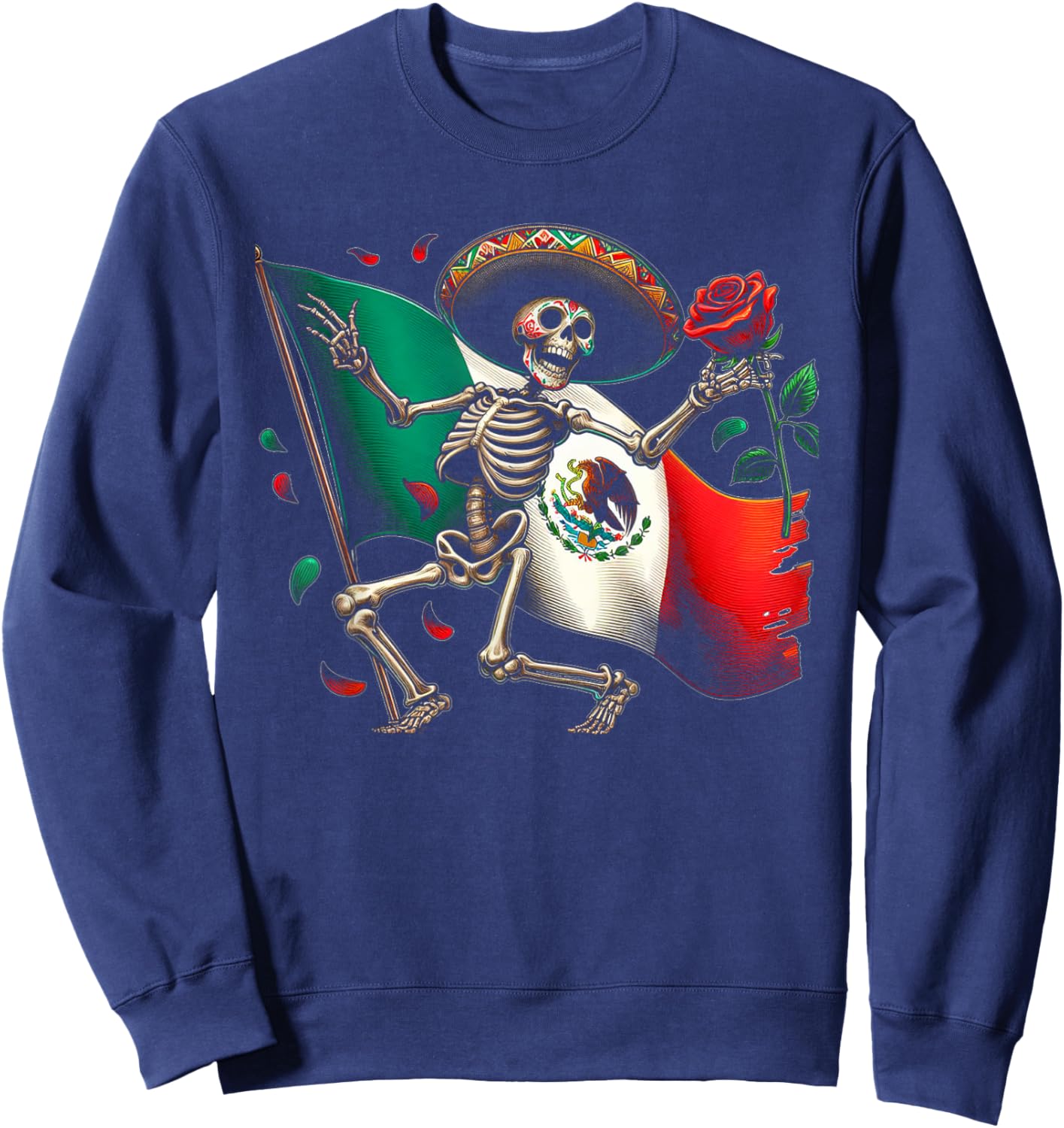 Mexico Gift Rose Tijuana Mexican Hispanic Pride Poncho Sweatshirt - Sweatshirt | Navy