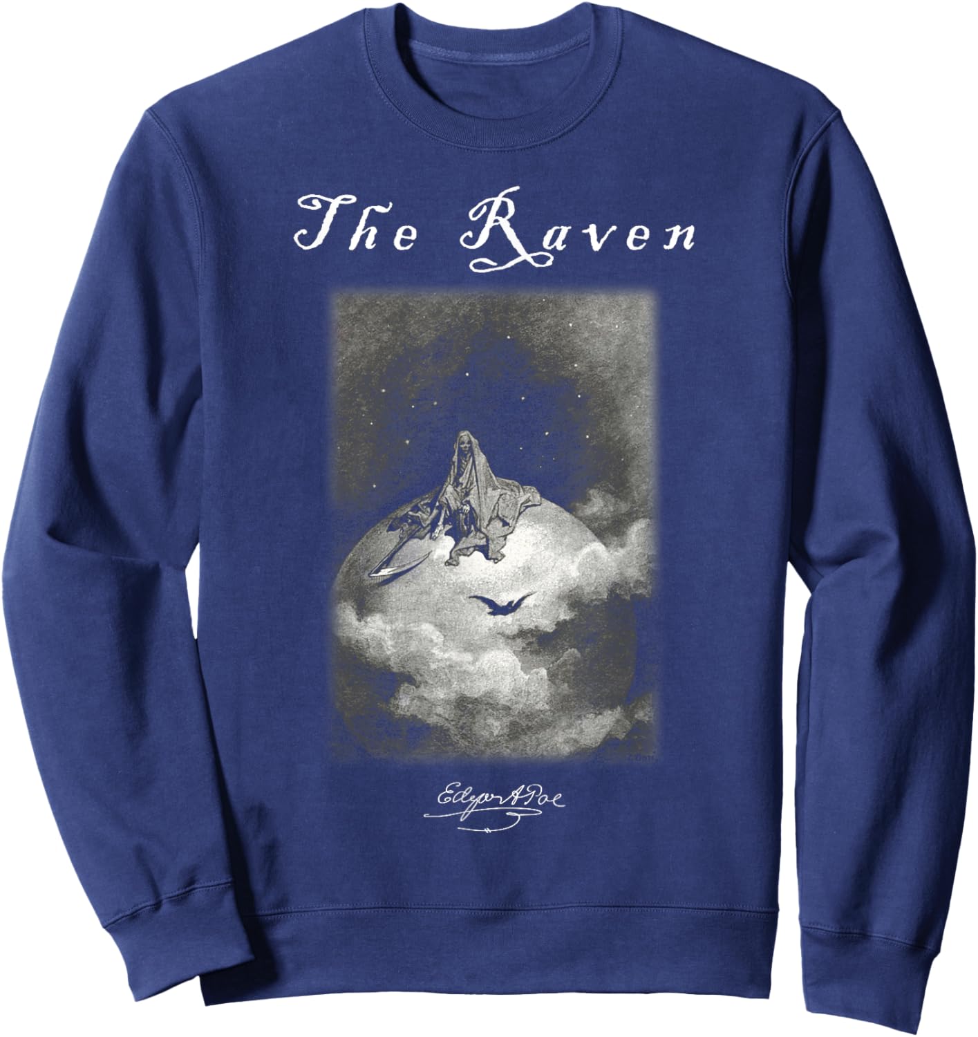 Gustave Dore The Raven 09 Edgar Allan Poe Art Metal Poem Sweatshirt - Sweatshirt | Navy