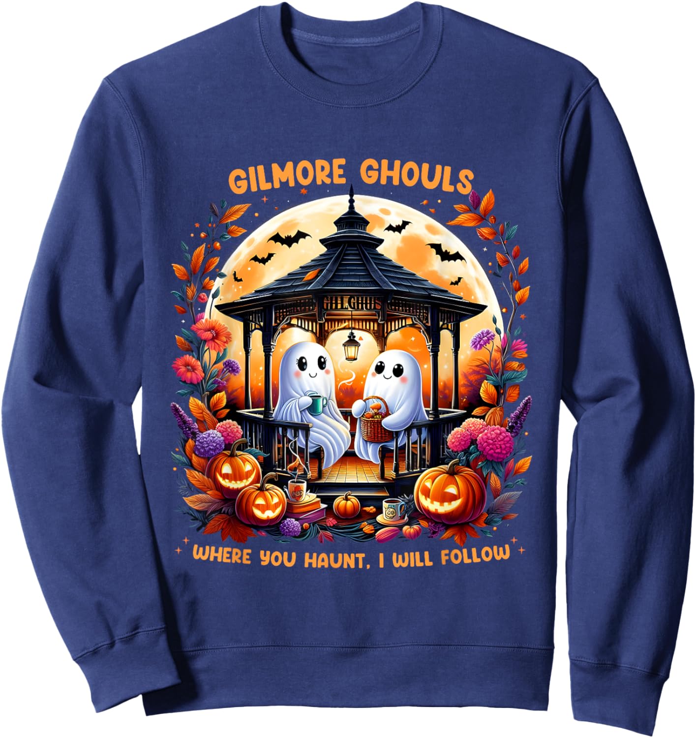 Halloween Gilmore Ghouls Where You Haunt I Will Follow Ghost Sweatshirt - Sweatshirt | Navy