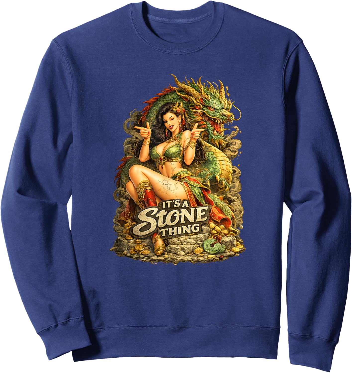 Luci Dragon Lady Pinup Sweatshirt - Sweatshirt | Navy