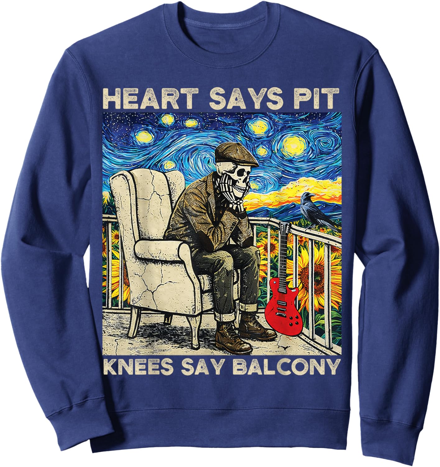 Heart Says Pit Knees Say Balcony Men Sweatshirt - Sweatshirt | Navy