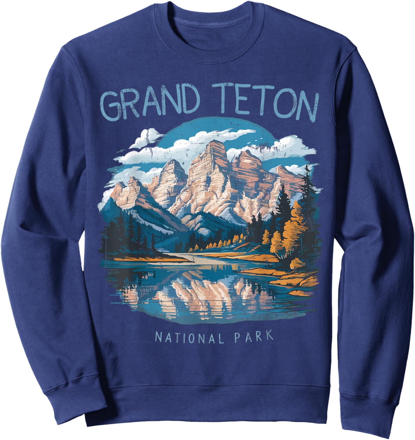 Grand Teton Retro US Wyoming Jackson Hole Lake Vintage Parks Sweatshirt - Sweatshirt | Navy