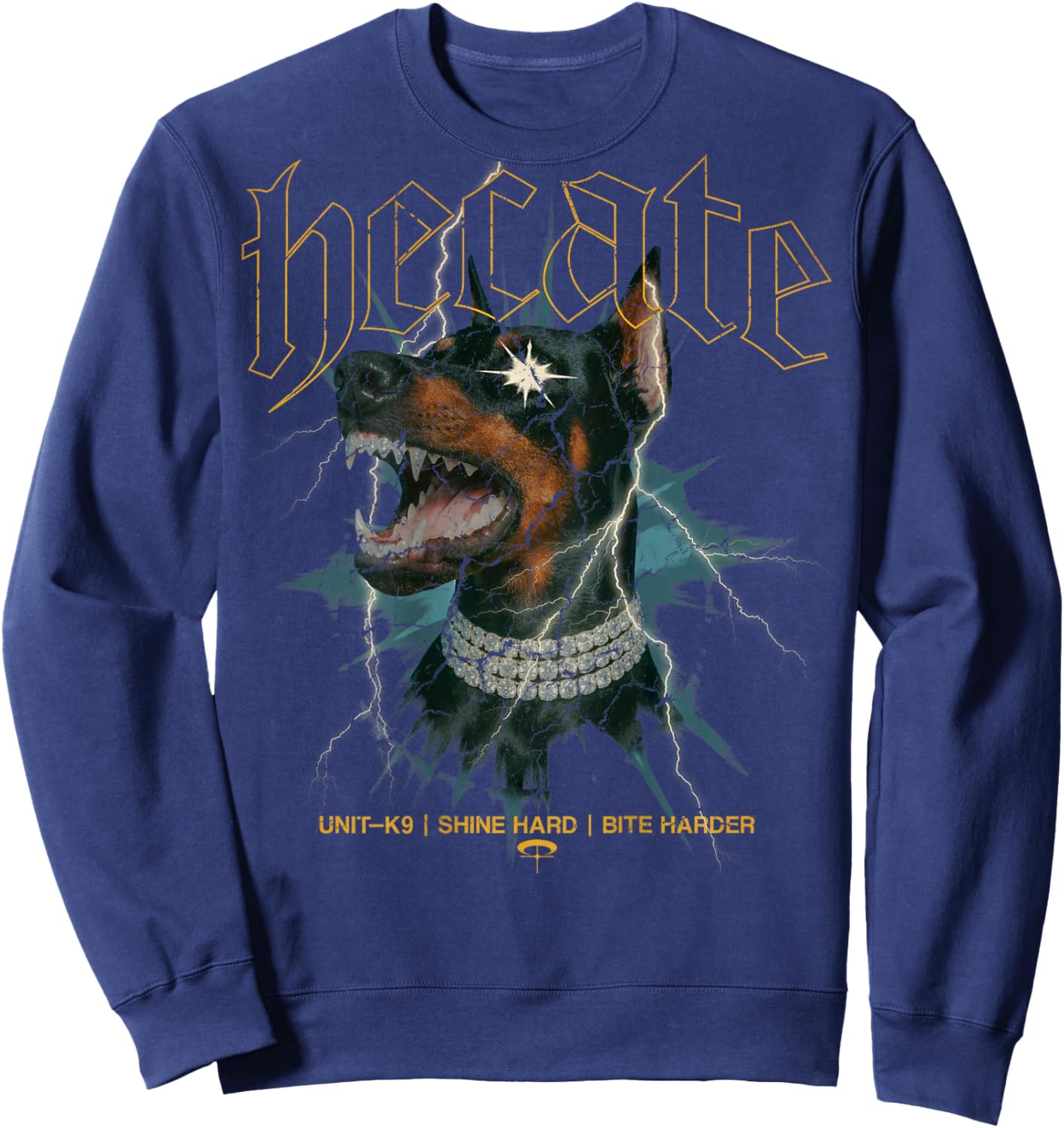 Doberman Dog Vintage Streetwear Urban Hip Hop Y2K (ON Back) Sweatshirt - Sweatshirt | Navy