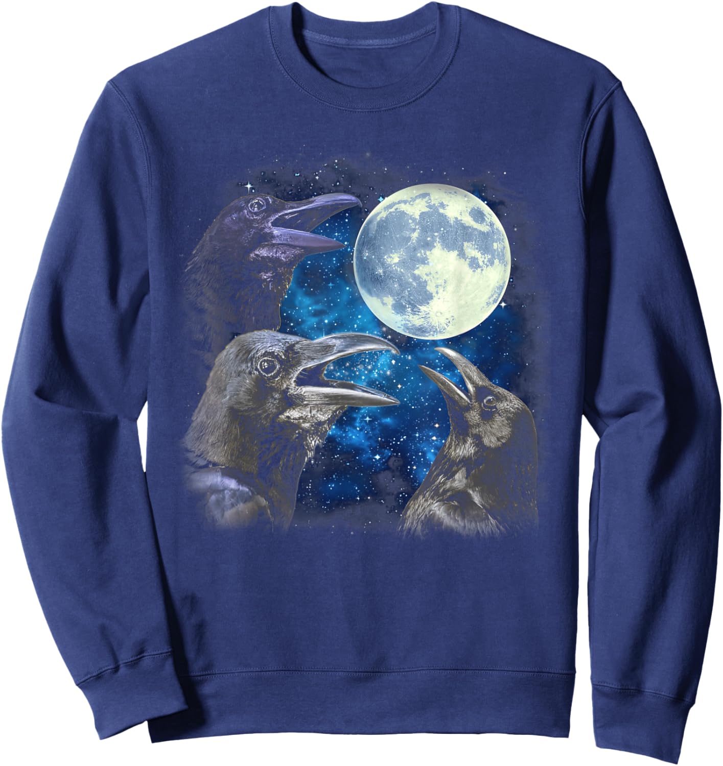 Crows Howling At The Moon - Funny Crow Bird Sweatshirt - Sweatshirt | Navy