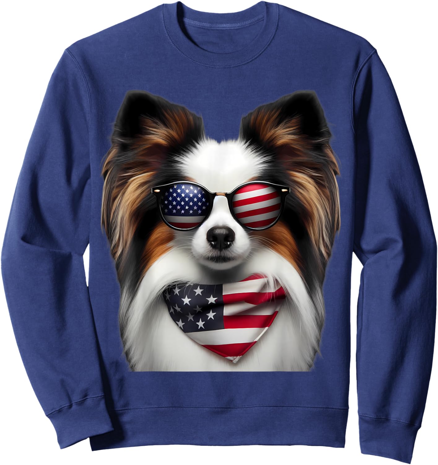 American Papillion Dog 4th Of July Incependence Day Owner Sweatshirt - Sweatshirt | Navy