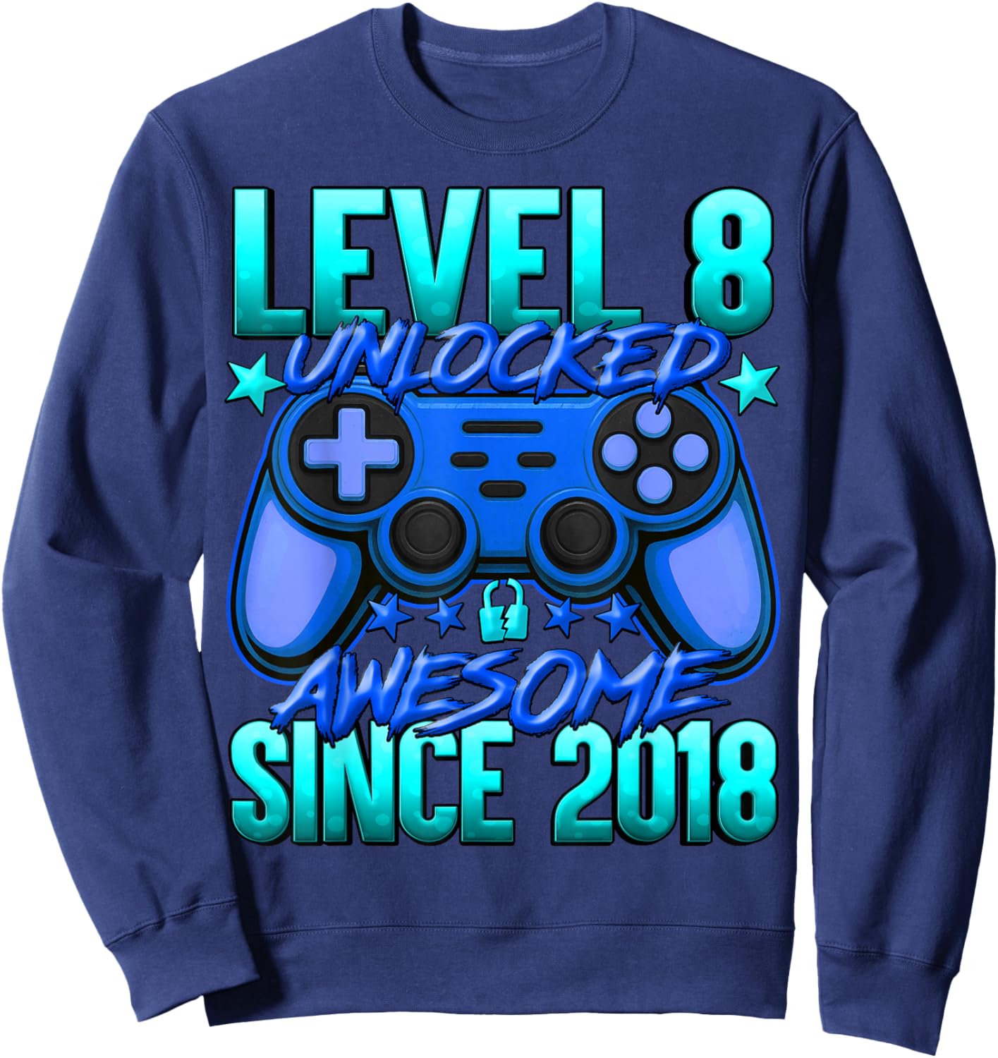 Level 8 Unlocked 8 Year Old Gifts for Boys 8th Birthday Boy Sweatshirt - Sweatshirt | Navy
