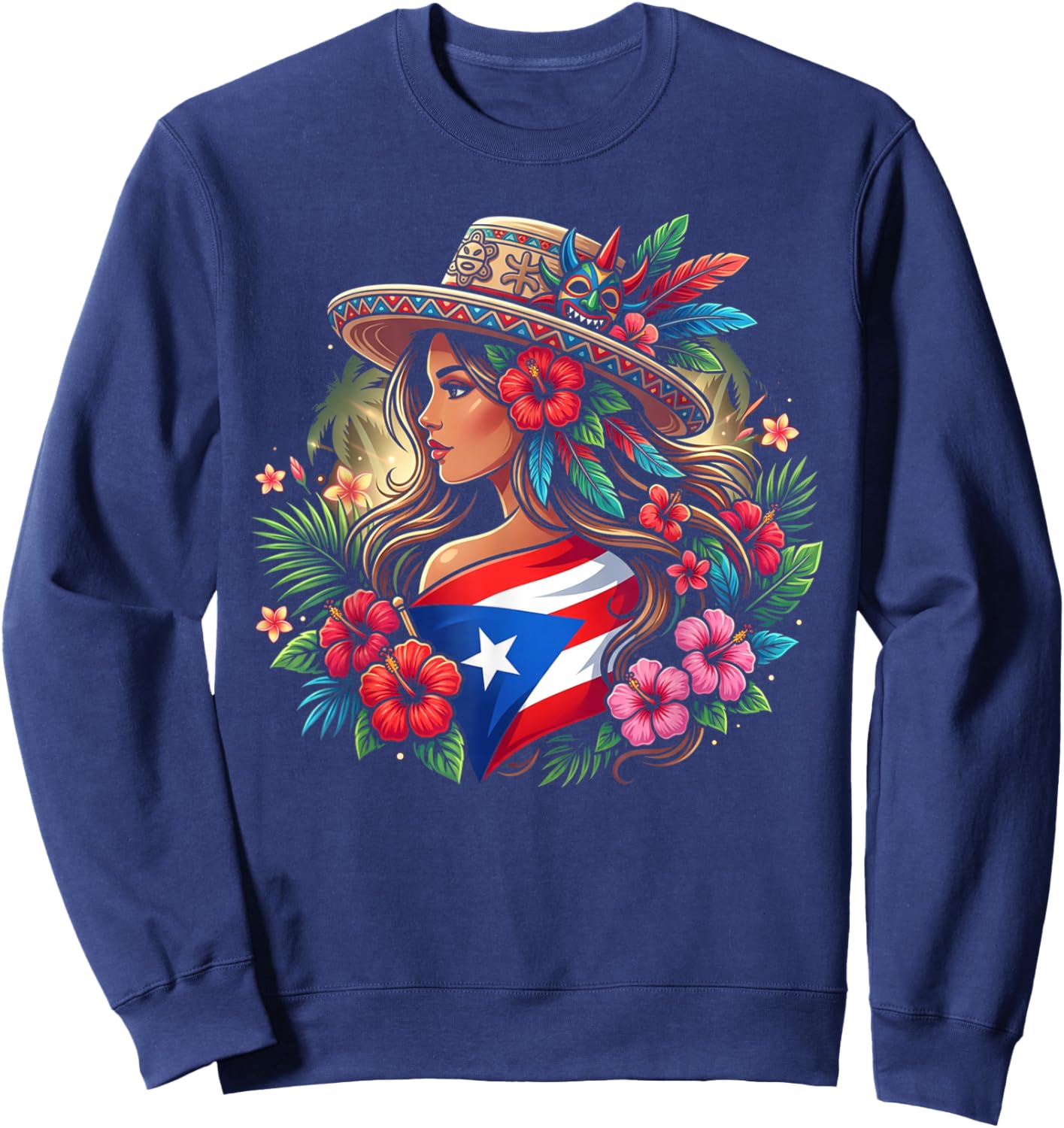 Puerto Rico Flag Heritage Pride Sweatshirt - Sweatshirt | Navy
