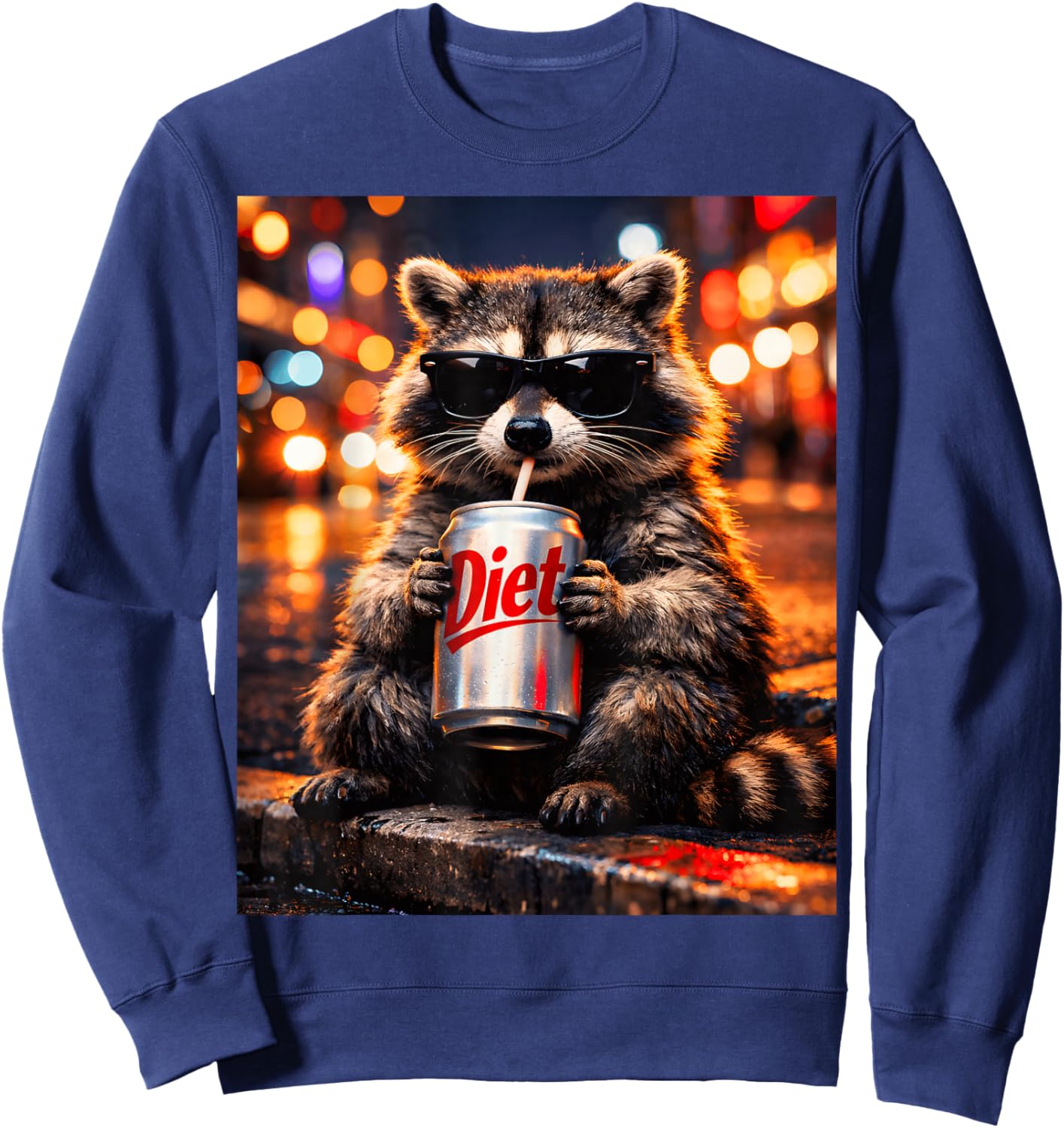 Raccoons Diet Soda Funny Animal Meme Genz Dank Raccoon Meme Sweatshirt - Sweatshirt | Navy