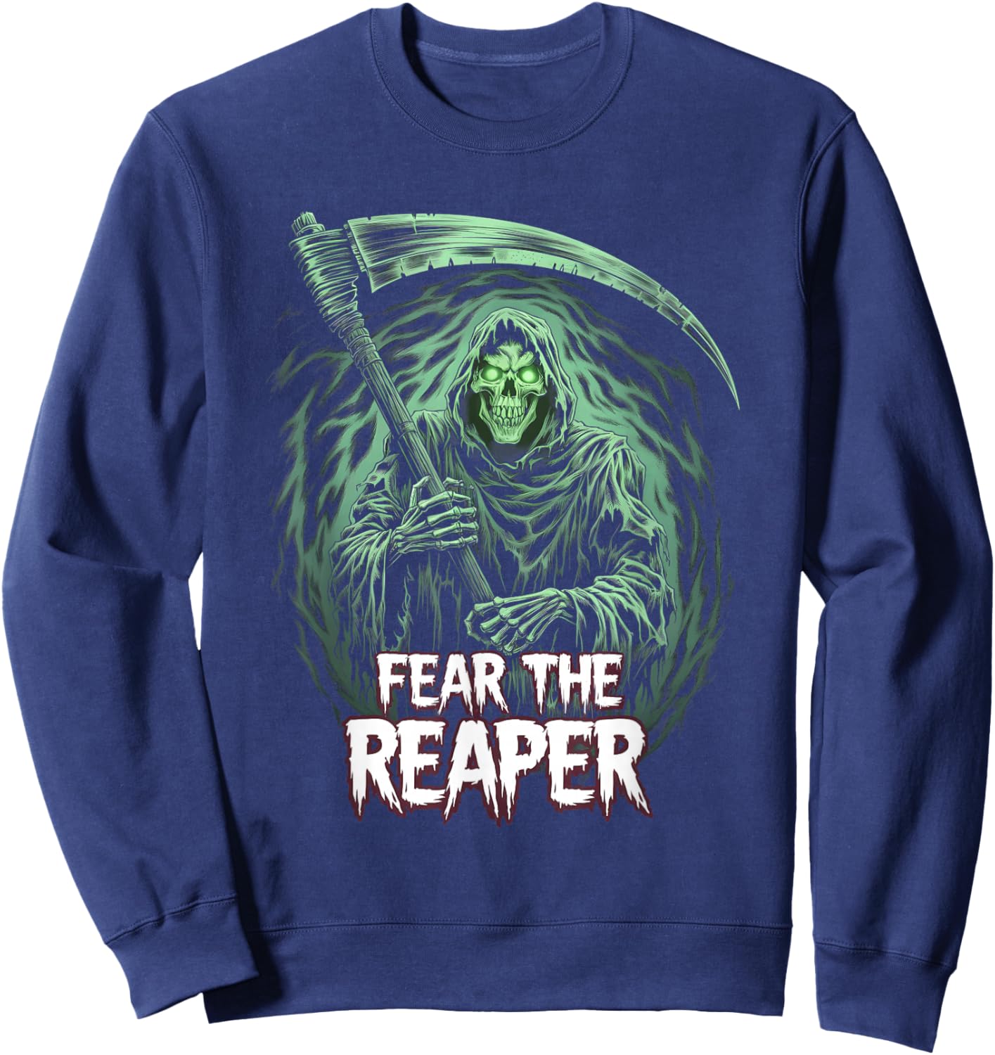 Grim Reaper Fear the Reaper Swirling Fog Art Horror Fans Sweatshirt - Sweatshirt | Navy