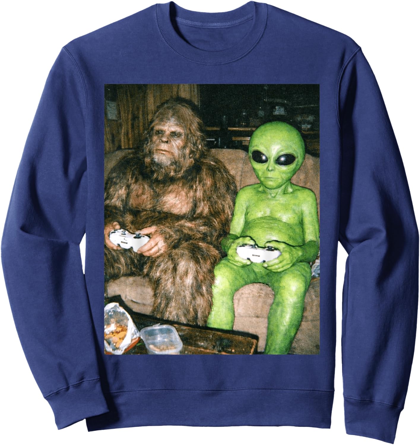 Bigfoot Alien Video Games Shirt Gaming Sasquatch Men Boys Sweatshirt - Sweatshirt | Navy
