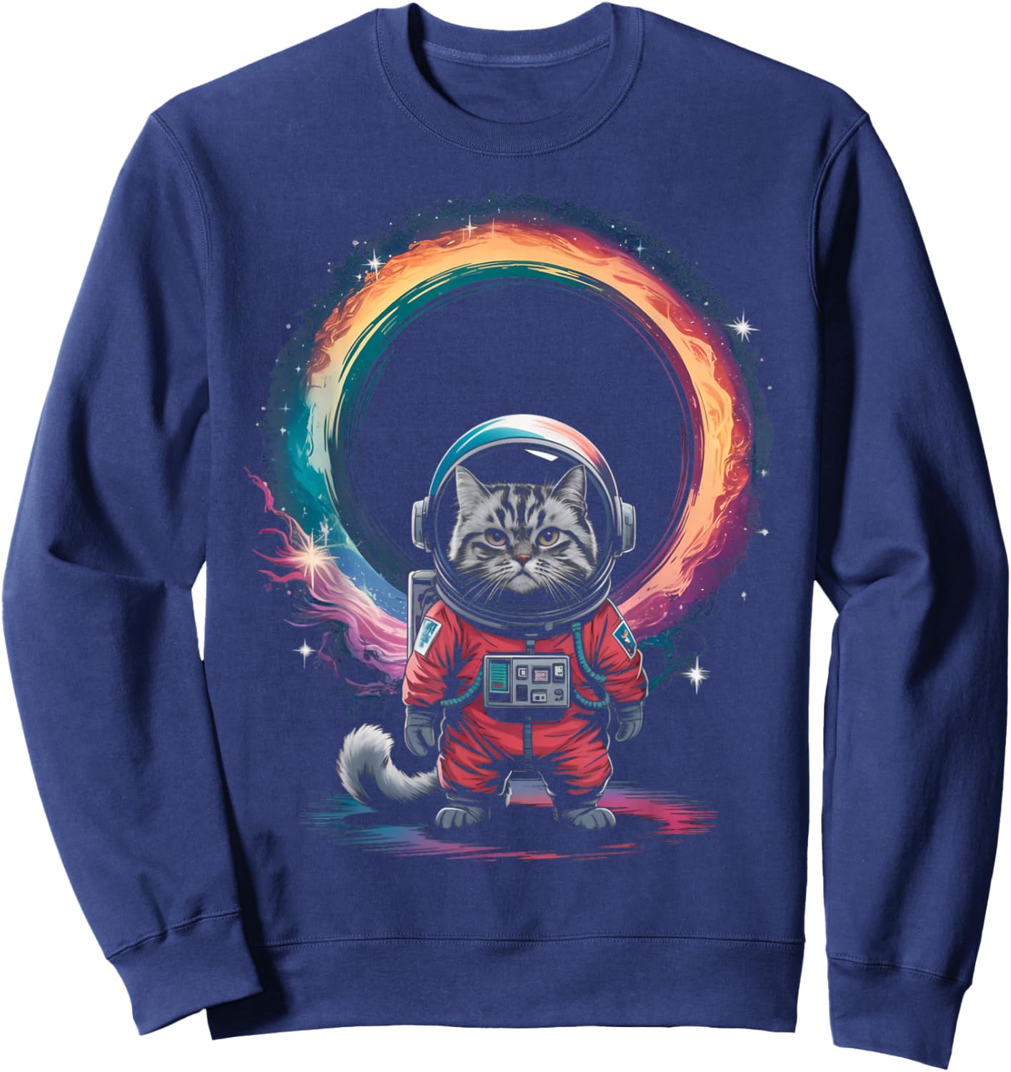 Cat Astronaut Astronomy Astrophysics Scientist Black Hole Sweatshirt - Sweatshirt | Navy
