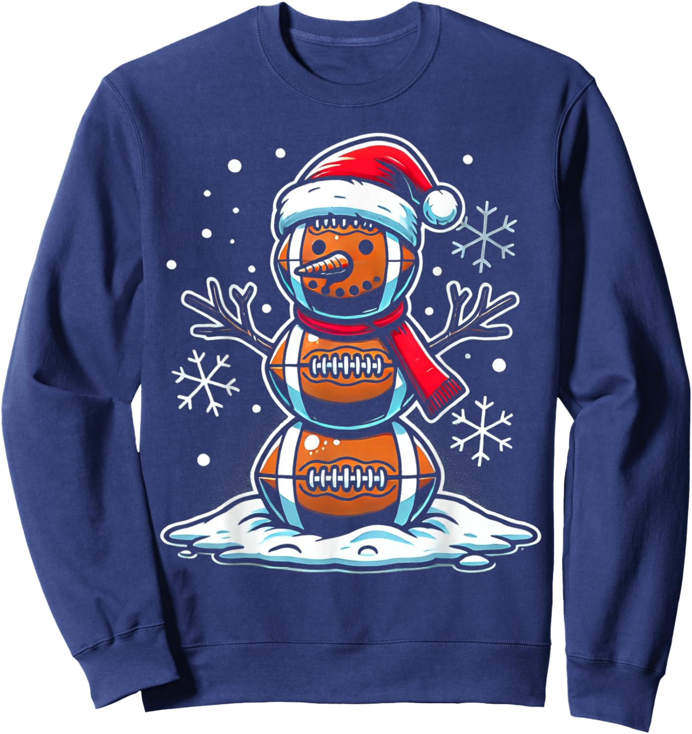 Christmas Football Snowman Holiday Sports Design Sweatshirt - Sweatshirt | Navy