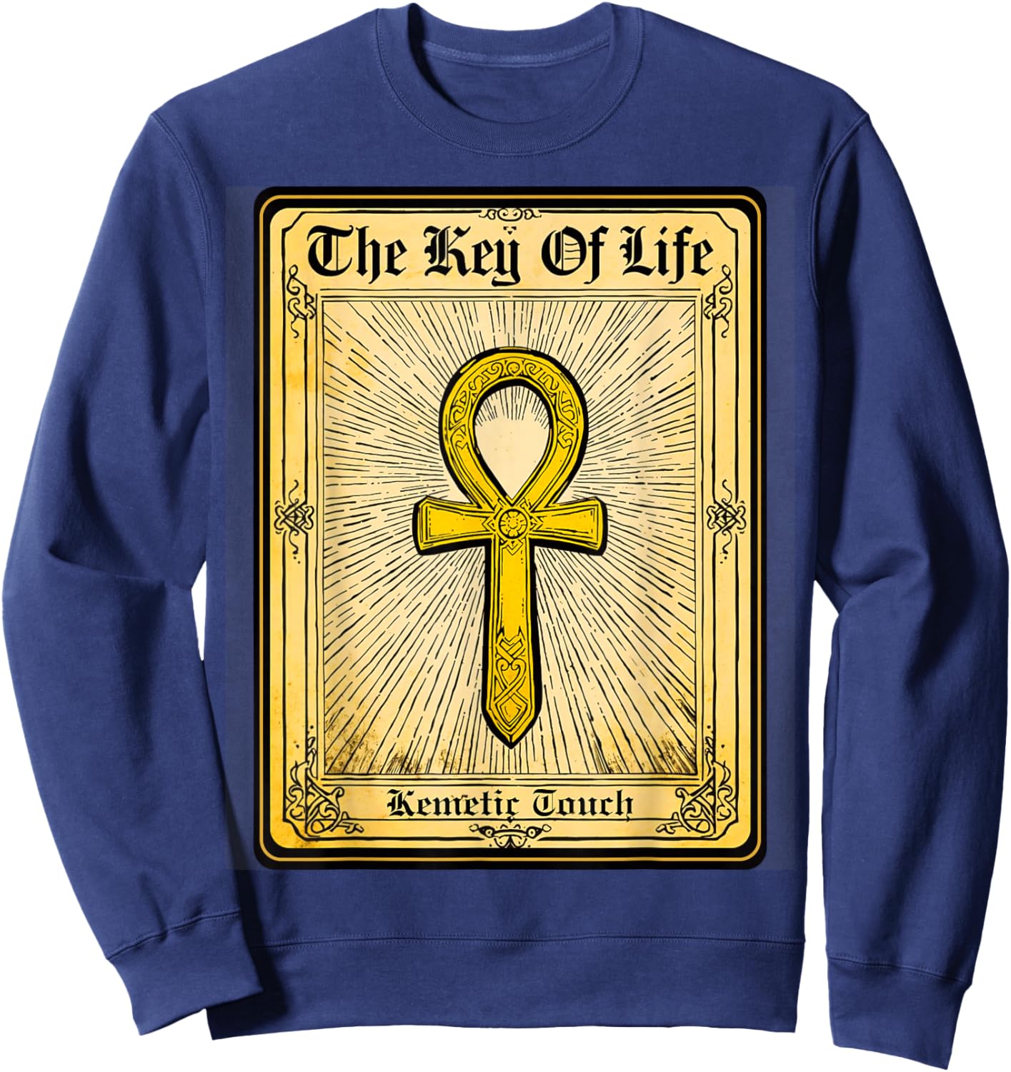 Ancient Egyptian Sacred Key of Life Kemetic Ankh Sweatshirt - Sweatshirt | Navy