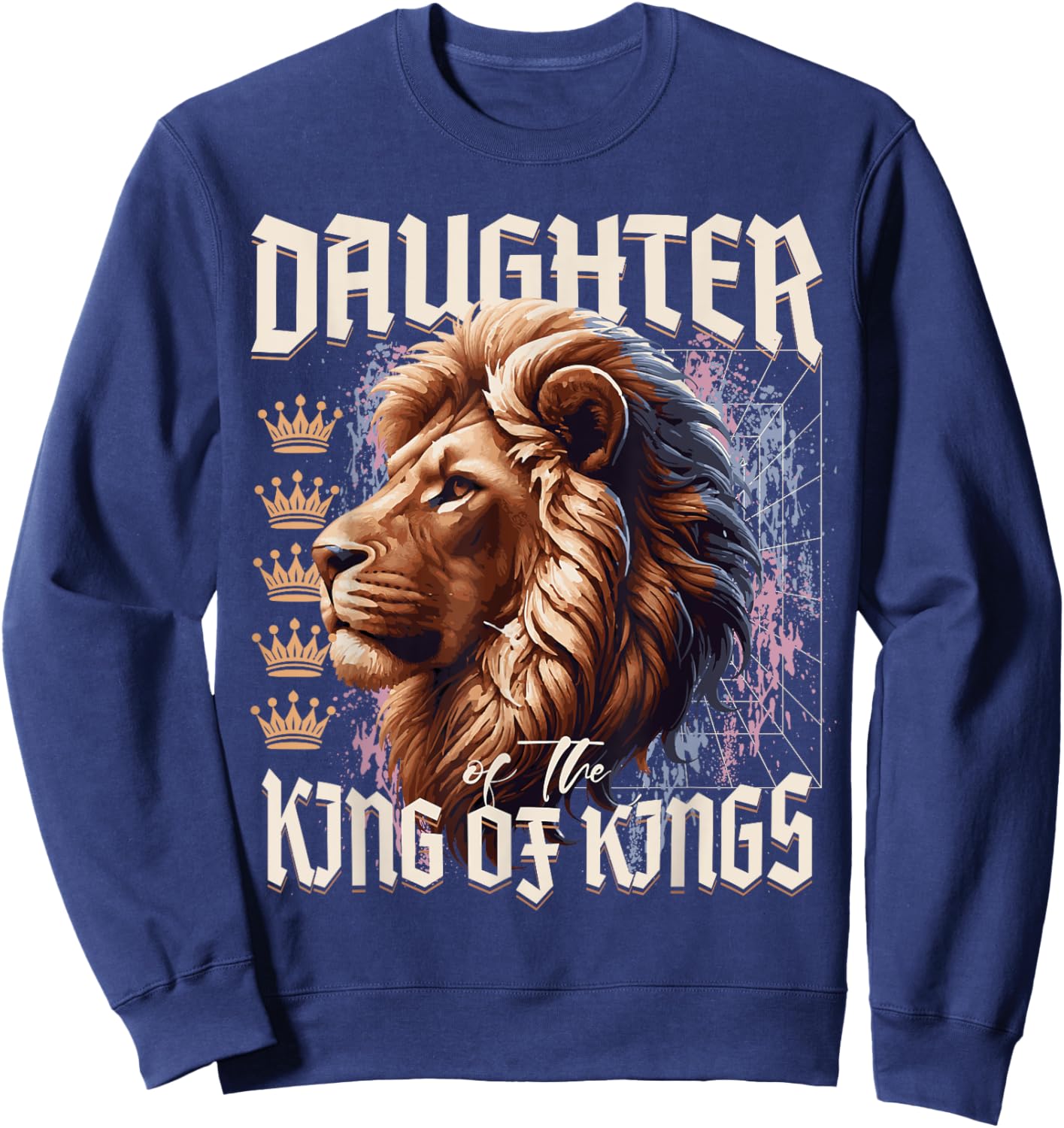Daughter of King Lion Y2K Trendy Jesus Apparel Christian Sweatshirt - Sweatshirt | Navy