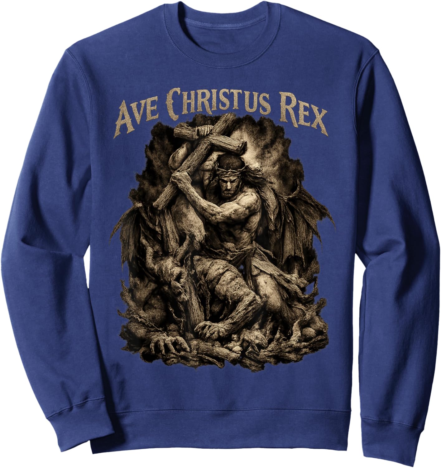 Ave Christus Rex - Jésus vainc Le Diable Sweatshirt - Sweatshirt | Navy