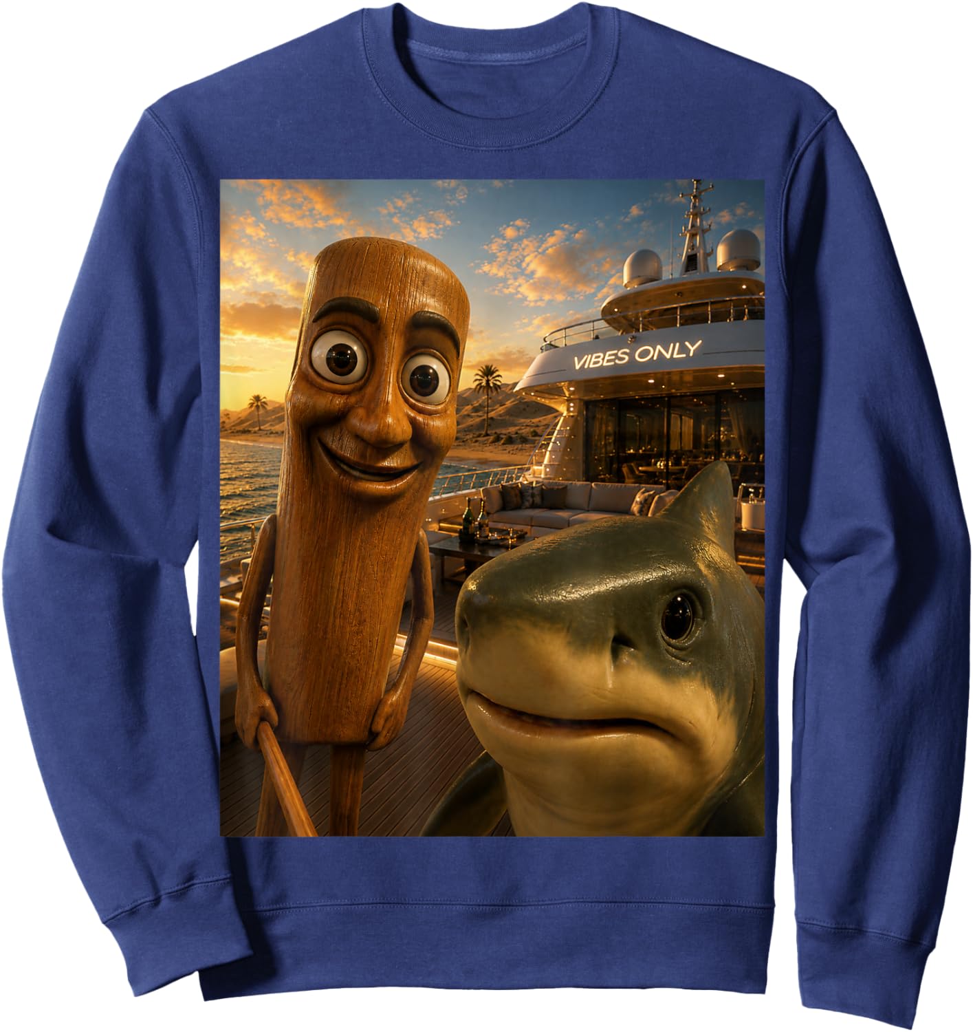 Tralalero Tralala Meme and Tung Tung Sahur Italian Brainrot Sweatshirt - Sweatshirt | Navy