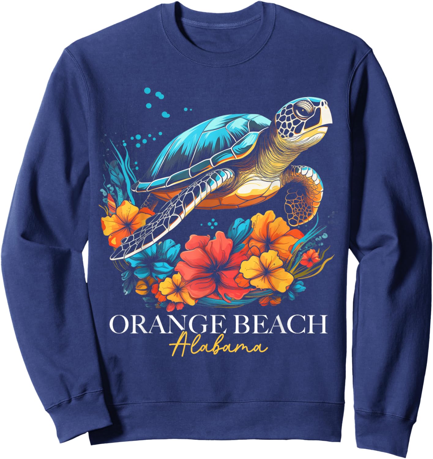 Orange Beach Alabama Sea Turtle Surf Surfer Sweatshirt - Sweatshirt | Navy