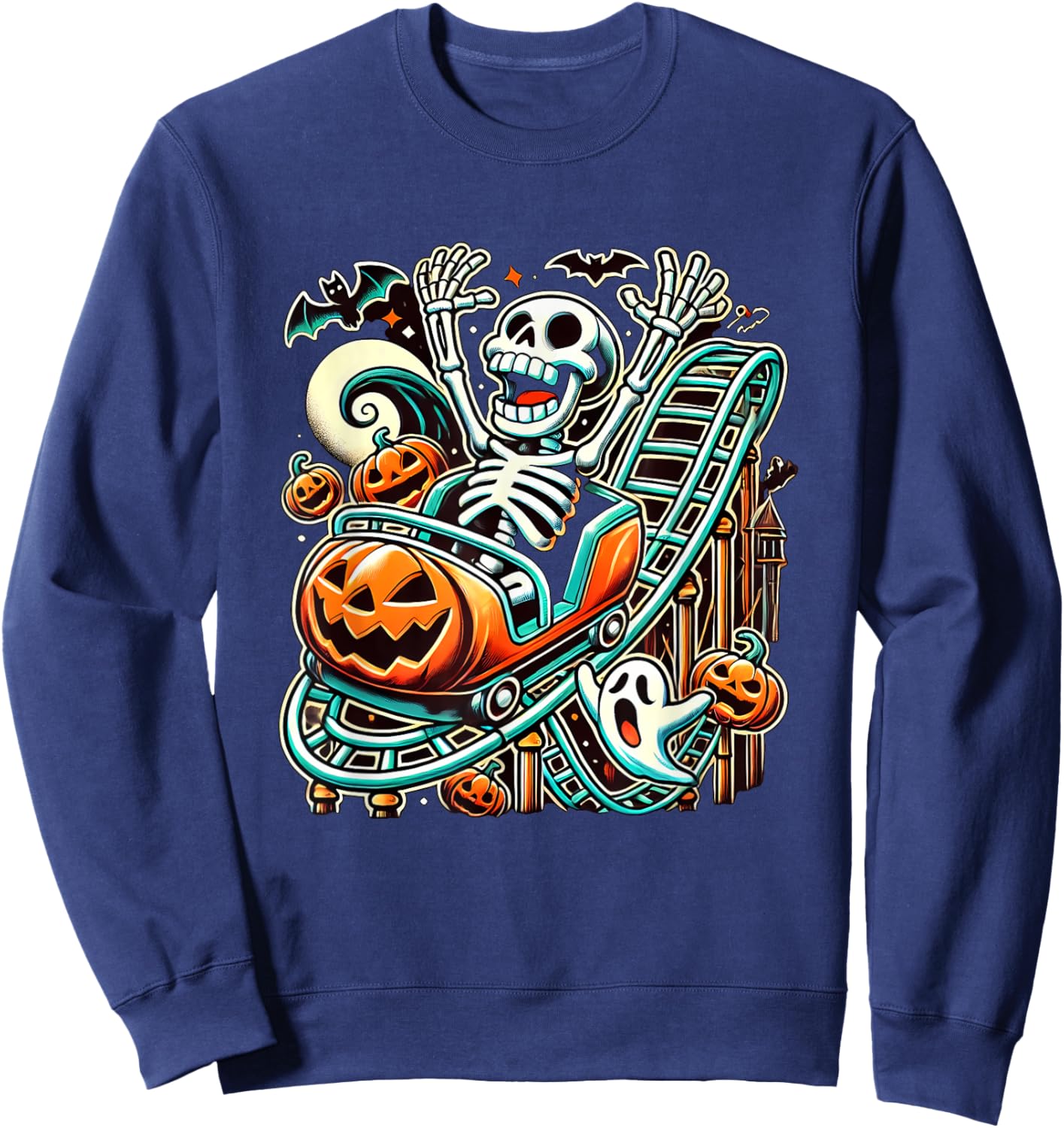 Halloween Skeleton Roller Coaster Sweatshirt - Sweatshirt | Navy