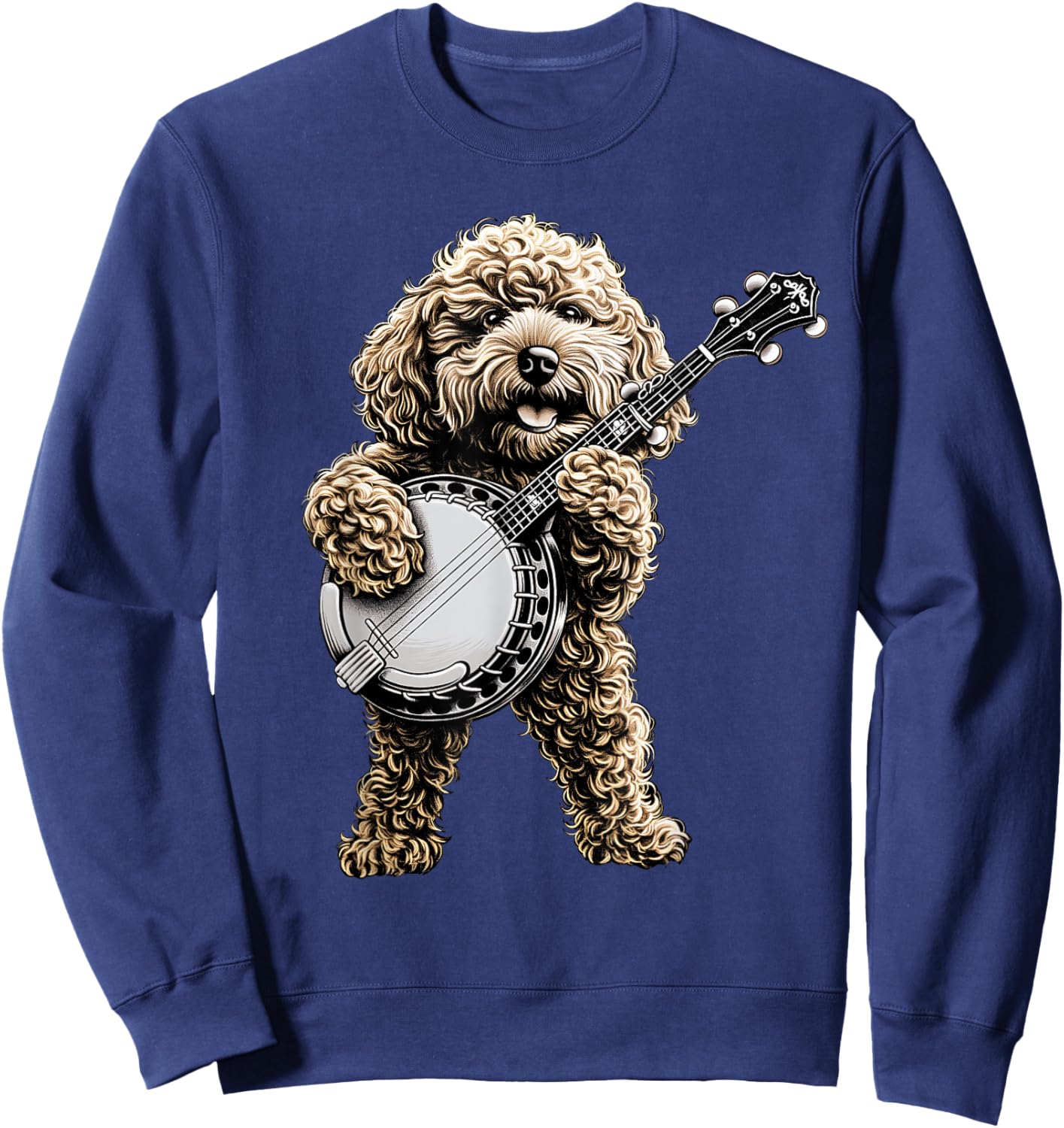 Golden Doodle Goldendoodle Dog Bluegrass Banjo Player Sweatshirt - Sweatshirt | Navy
