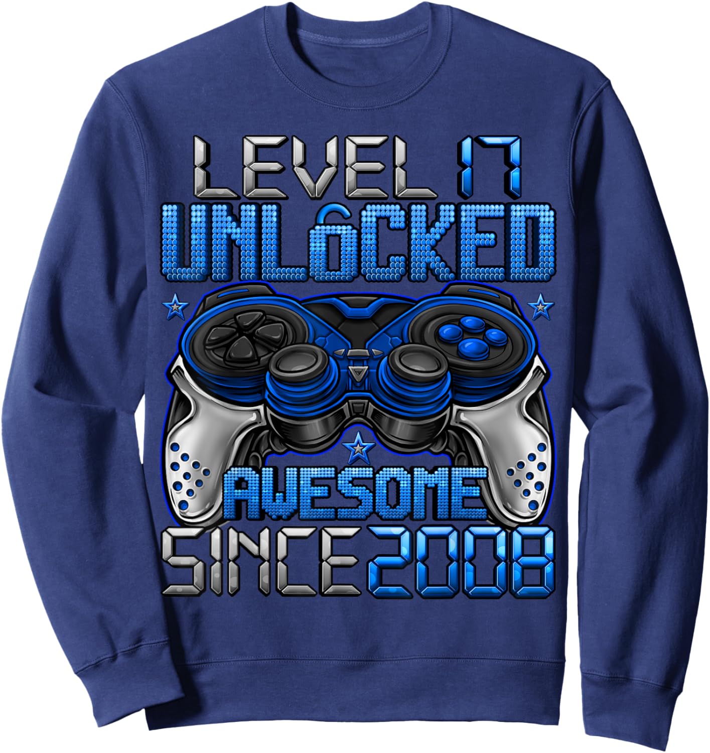 Level 17 Unlocked 17 Year Old Gifts Boys 17th Birthday Boy Sweatshirt - Sweatshirt | Navy