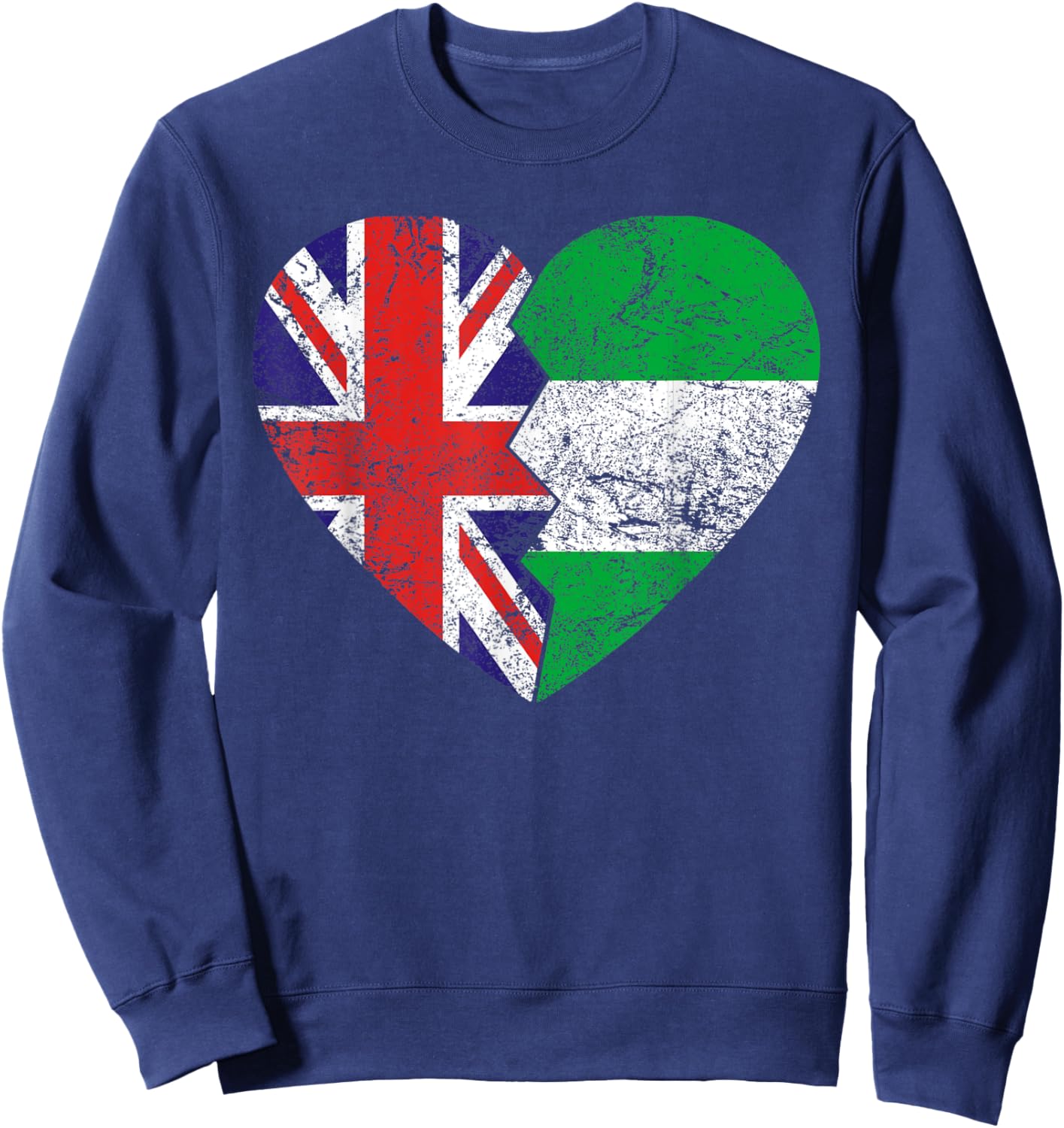Nigerian British Flags Heart | United Kingdom Nigeria Roots Sweatshirt - Sweatshirt | Navy
