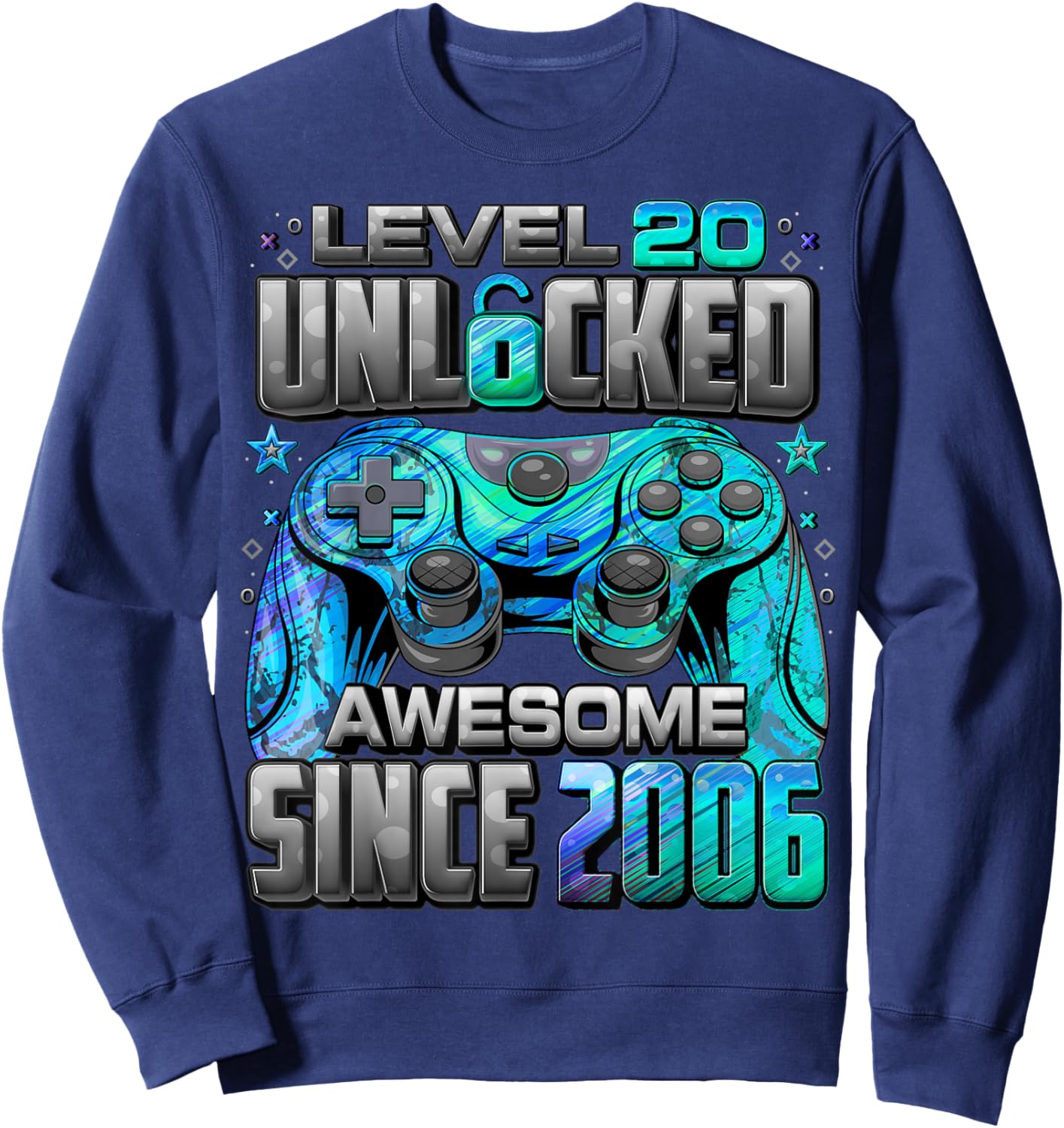 Level 20 Unlocked Awesome Since 2006 20th Birthday Gaming Sweatshirt - Sweatshirt | Navy