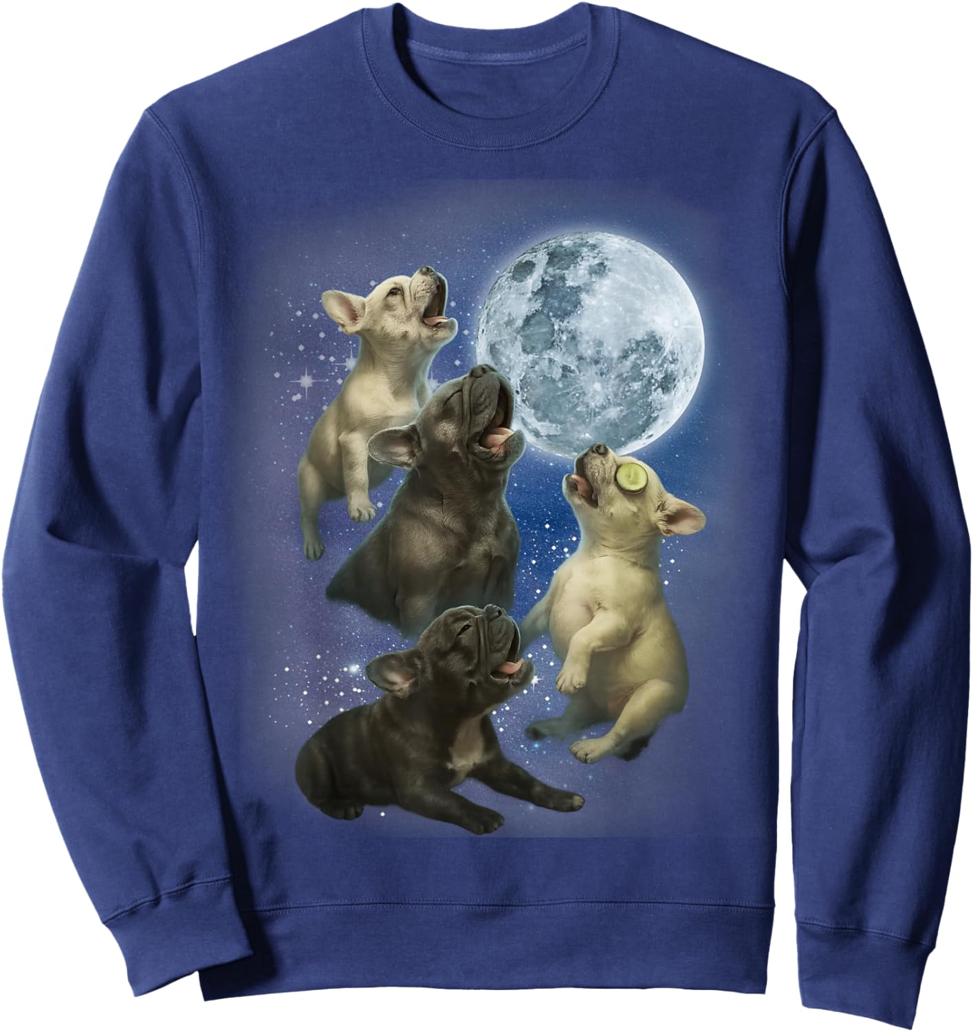Pibble Howling at The Moon Gen Z Meme Dogs Lovers Men Women Sweatshirt - Sweatshirt | Navy