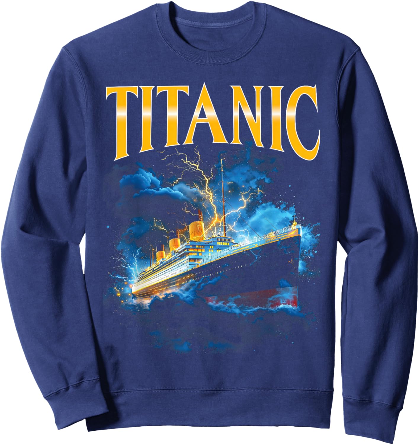 Titanic Ocean Liner Bootleg Ship Design Sweatshirt - Sweatshirt | Navy