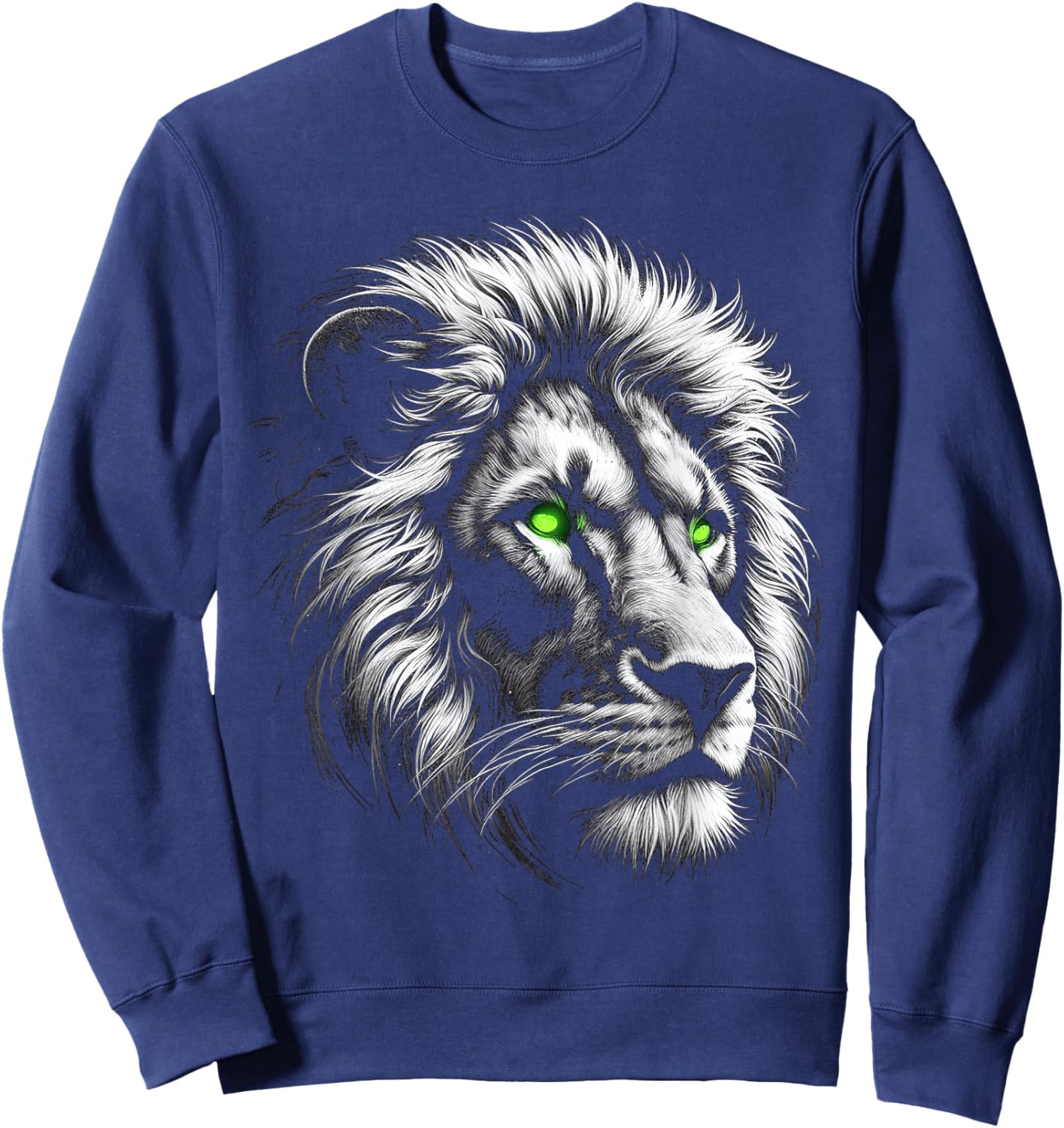 Lion King Of Animals From Africa With Green Eyes Sweatshirt - Sweatshirt | Navy