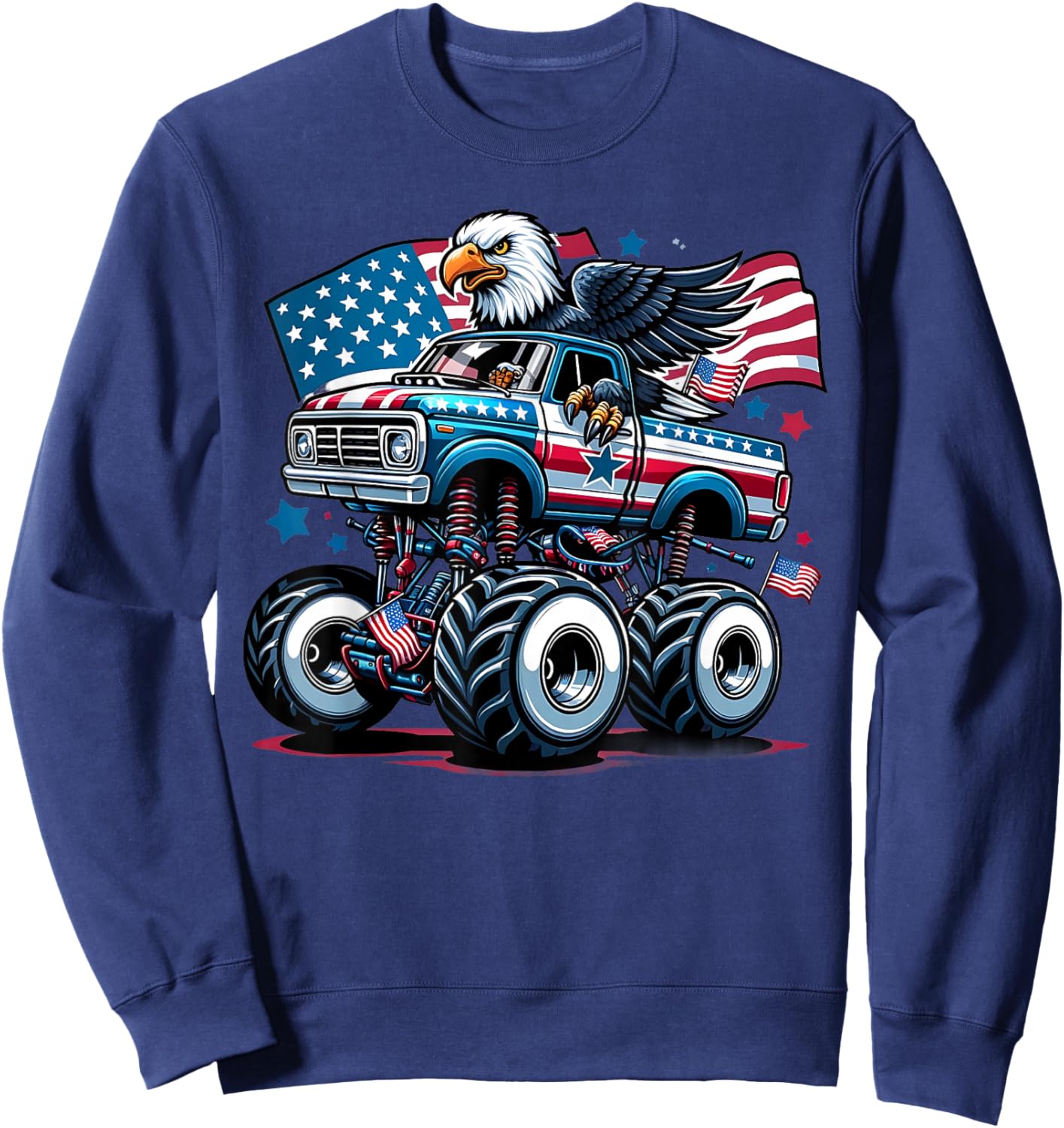 4th of July Shirts Boys American Flag USA Shirt Kids Eagle Sweatshirt - Sweatshirt | Navy